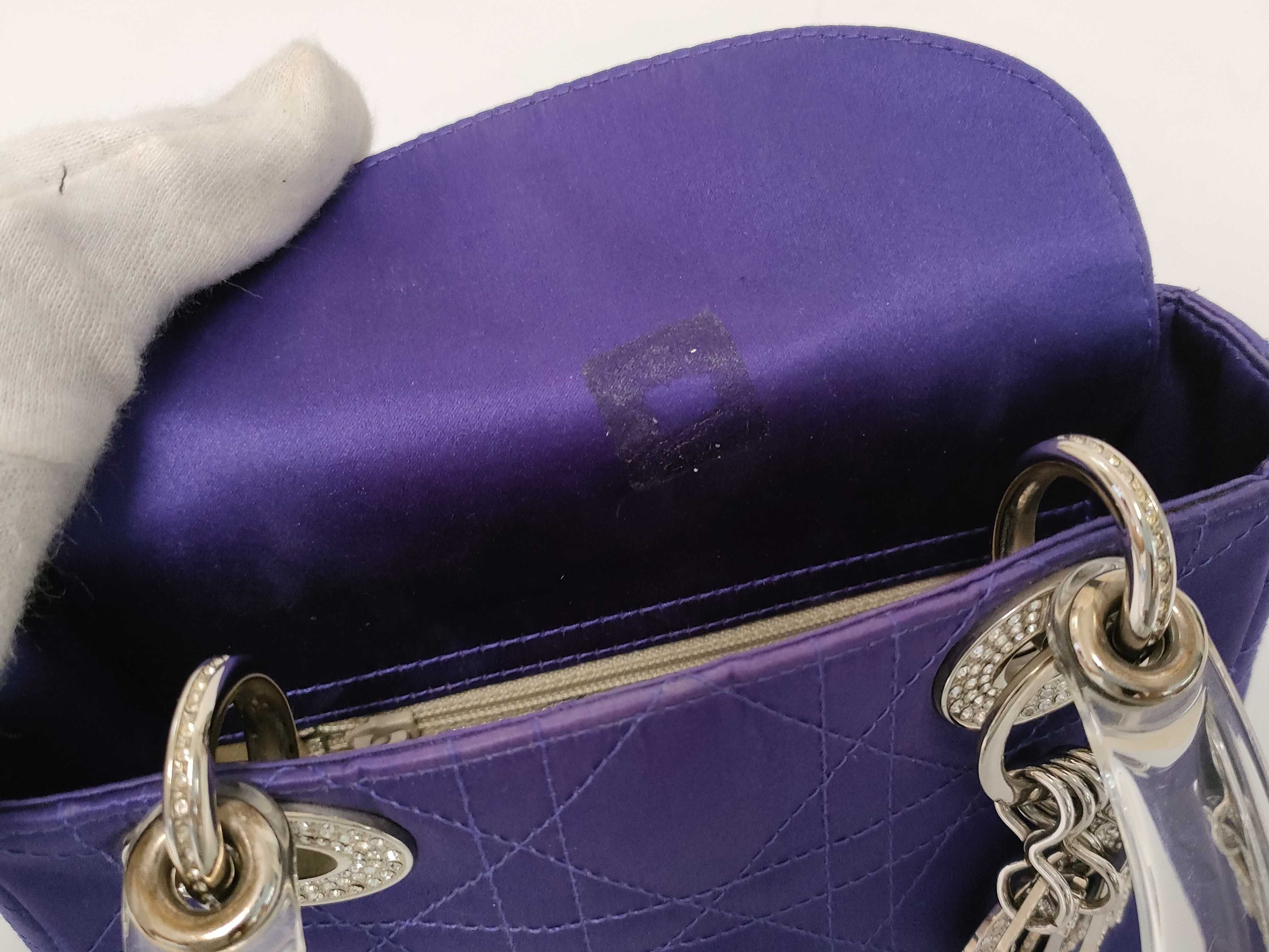 DU- Mini Lady Nylon Handbag Purple Crystal Handle Crystal Missing Handbag — view 11