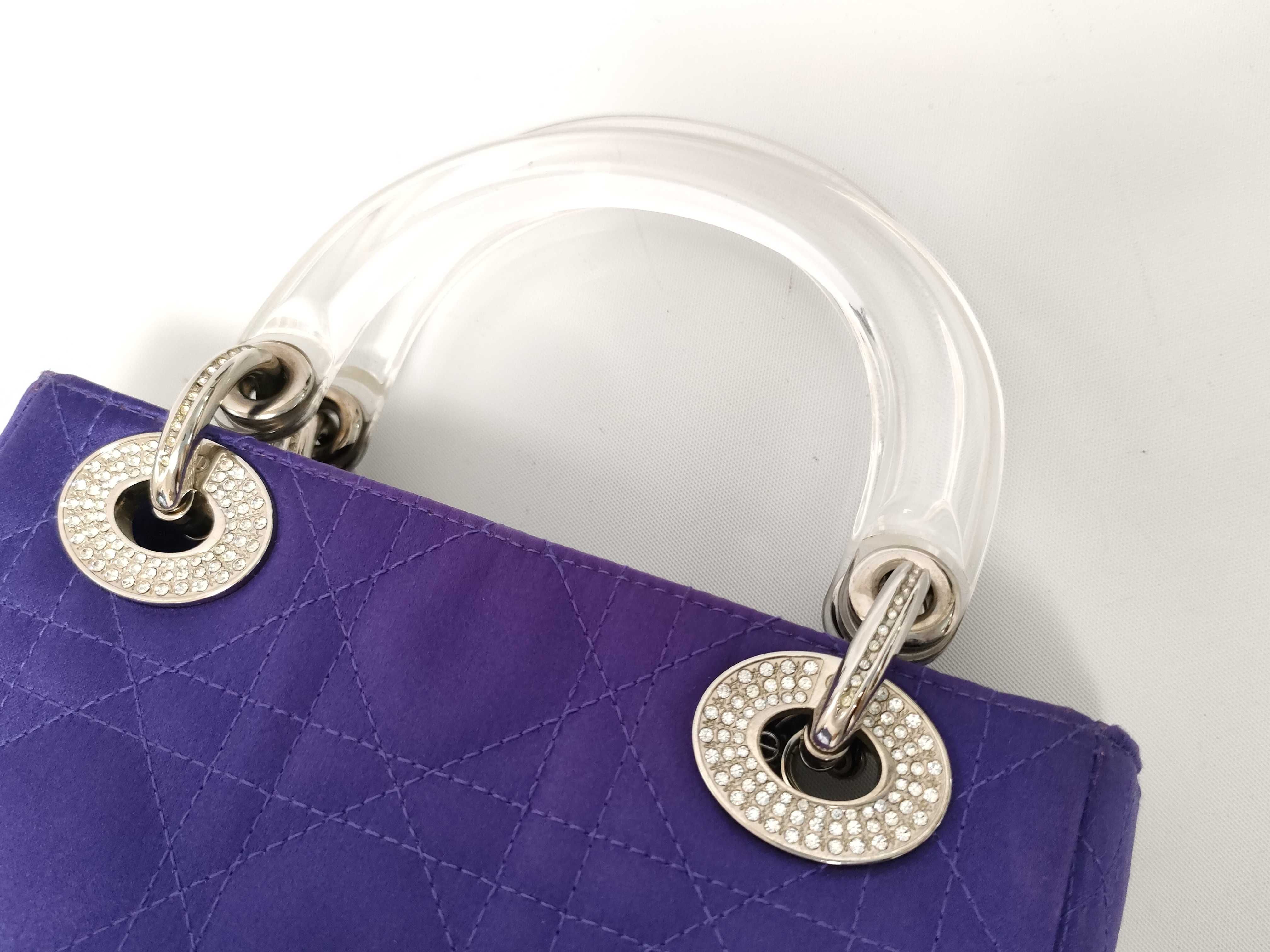 DU- Mini Lady Nylon Handbag Purple Crystal Handle Crystal Missing Handbag — view 5