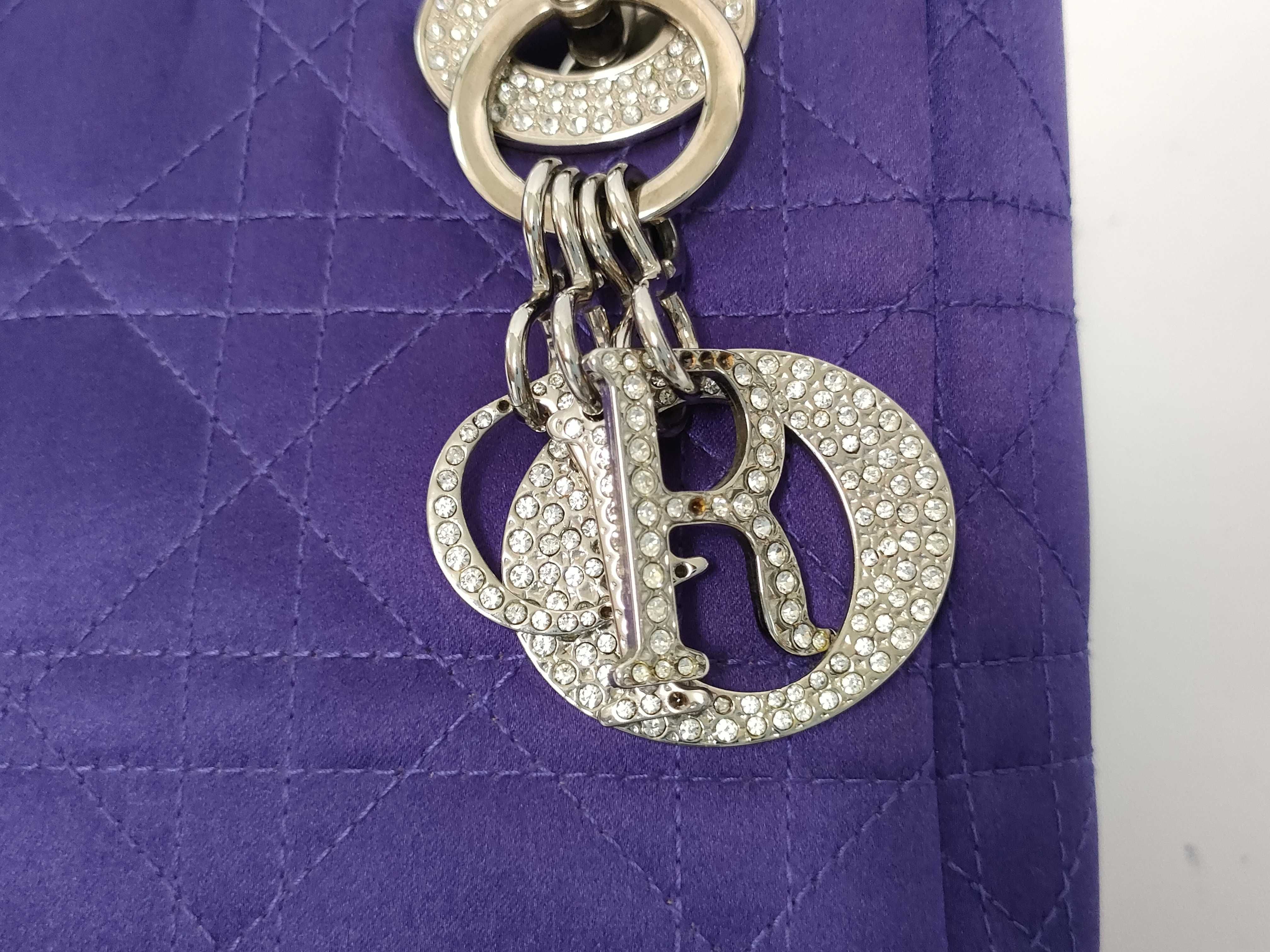 DU- Mini Lady Nylon Handbag Purple Crystal Handle Crystal Missing Handbag — view 7