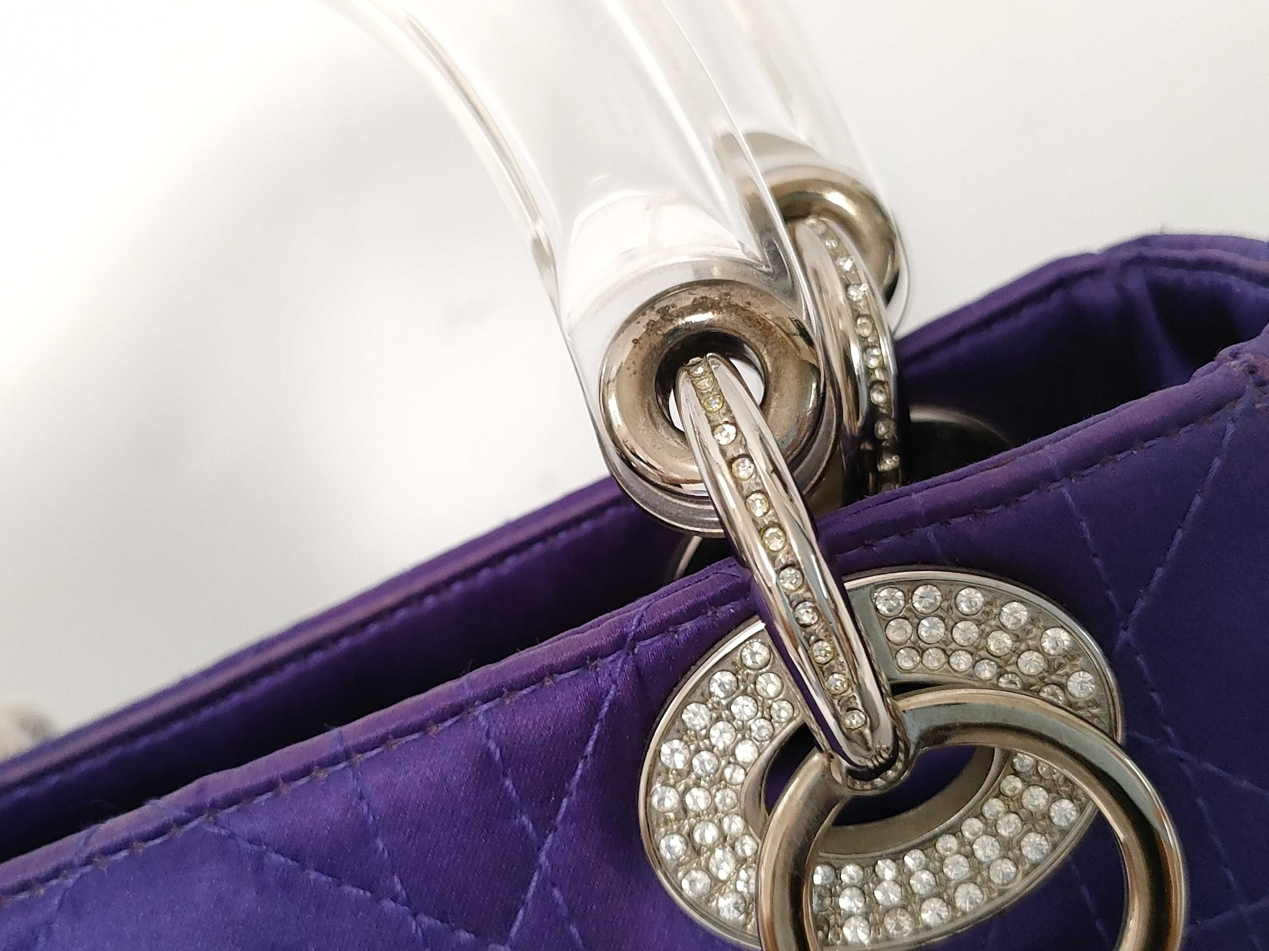DU- Mini Lady Nylon Handbag Purple Crystal Handle Crystal Missing Handbag — view 8