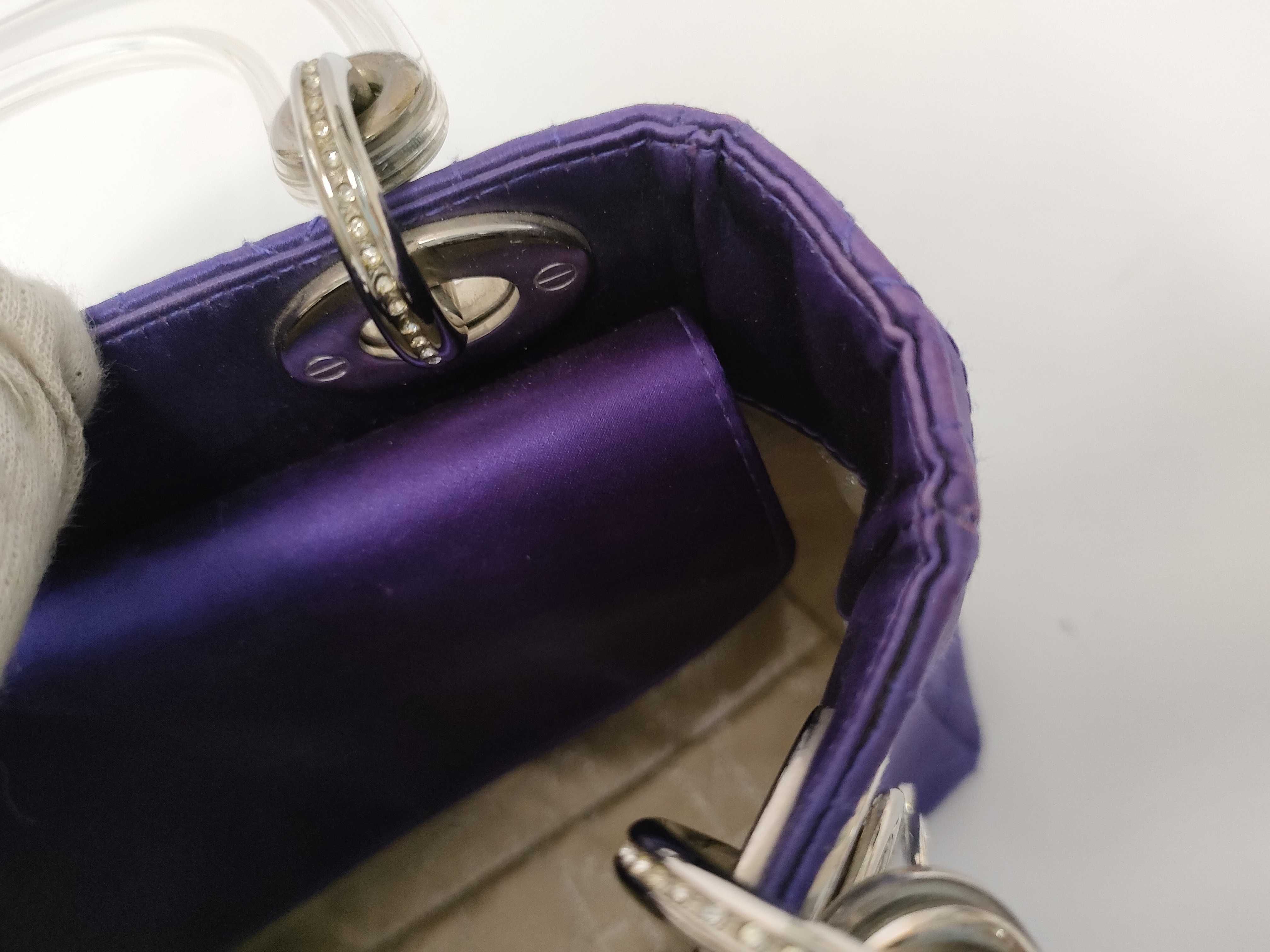 DU- Mini Lady Nylon Handbag Purple Crystal Handle Crystal Missing Handbag — view 10