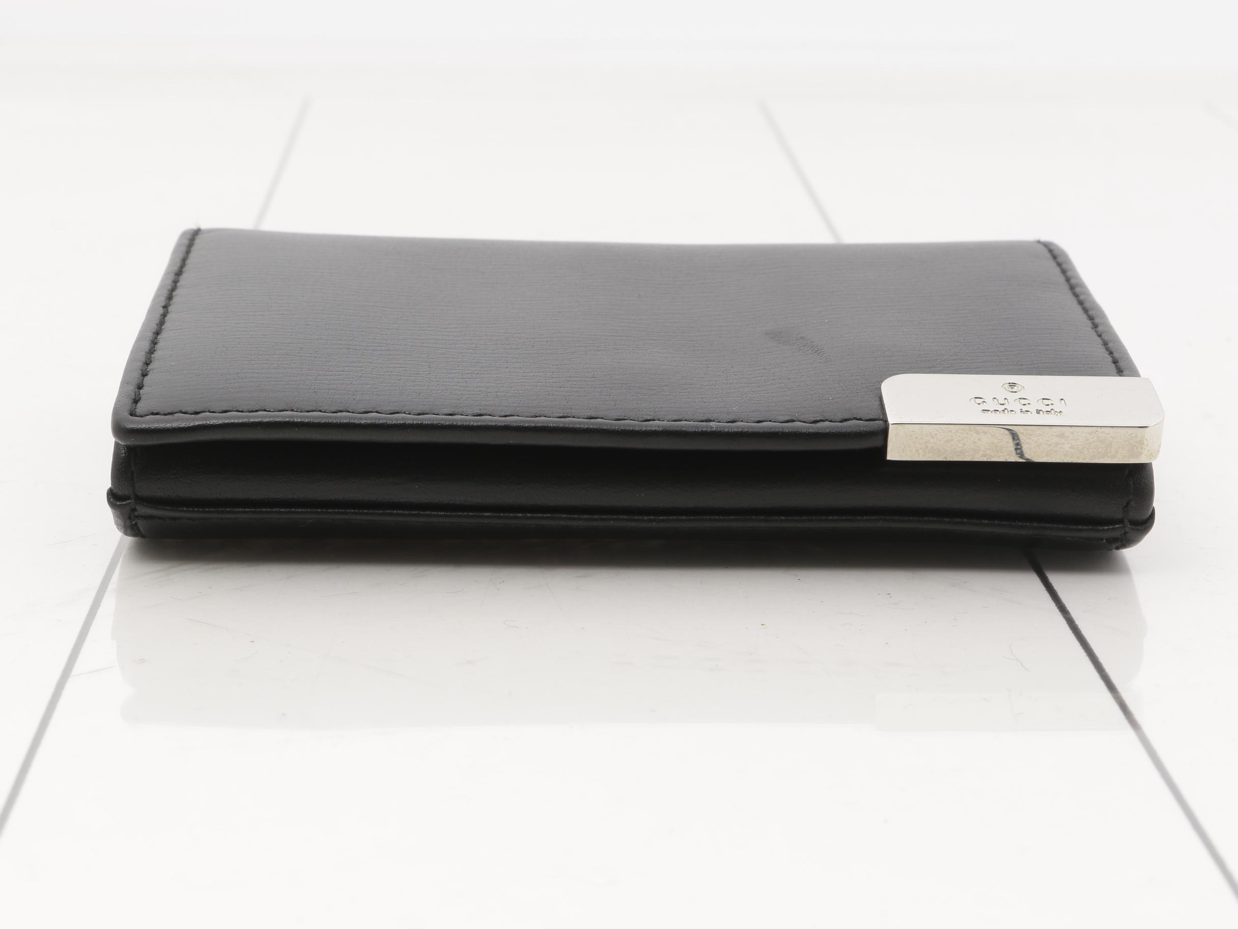 Calfskin business card holder, black — view 3