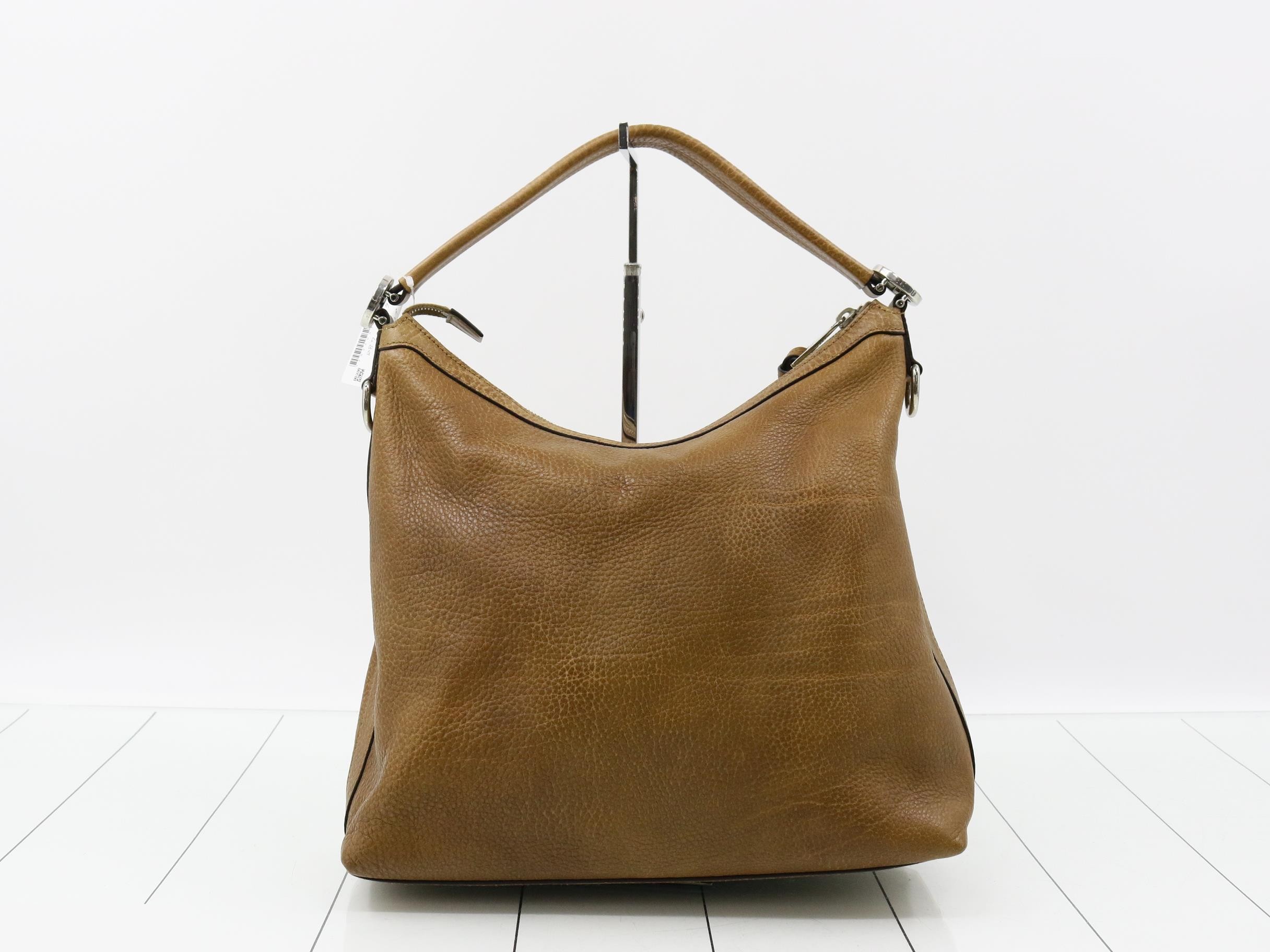 Interlocking Shoulder Bag, Leather, Brown — view 2