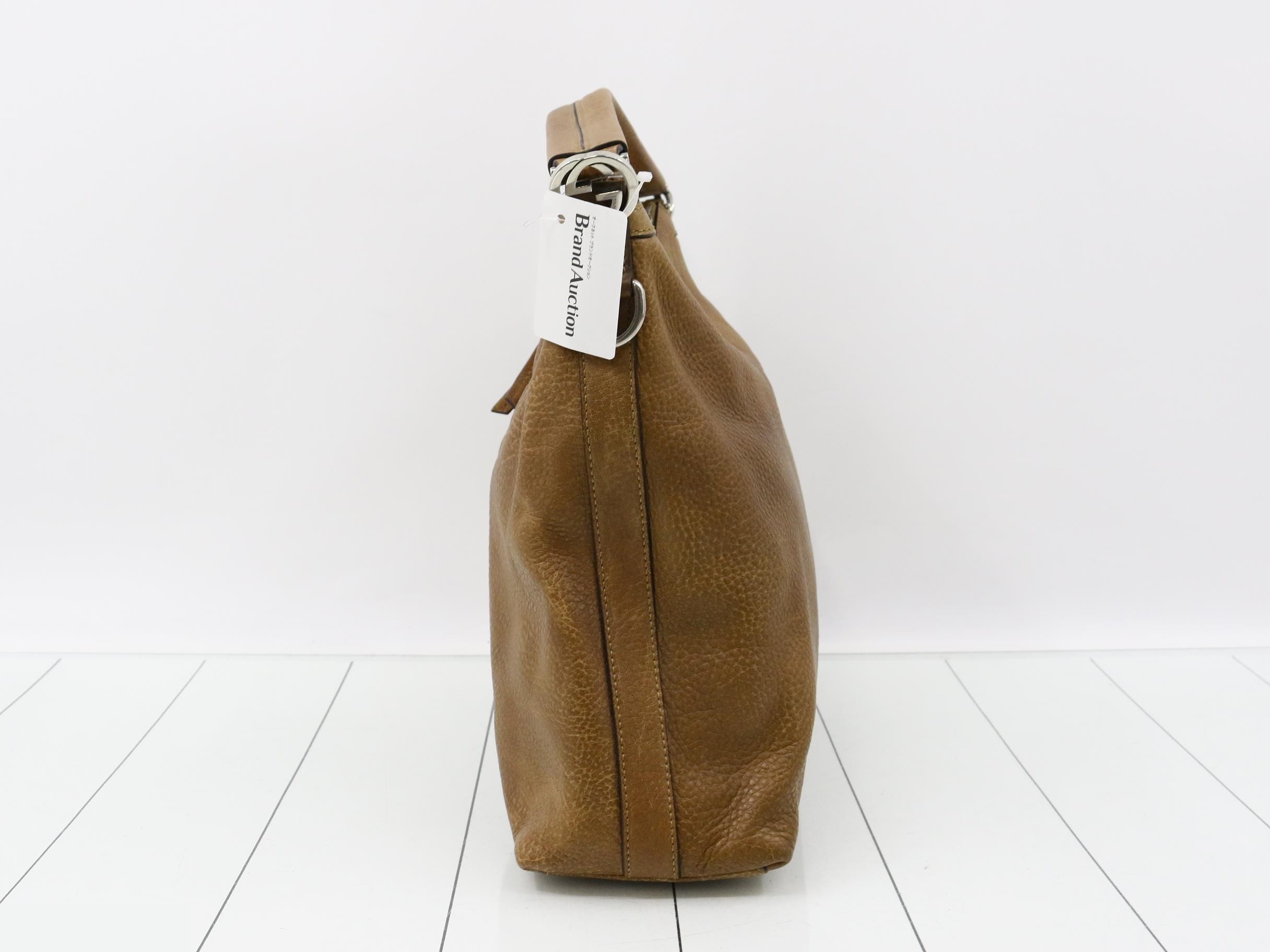 Interlocking Shoulder Bag, Leather, Brown — view 3