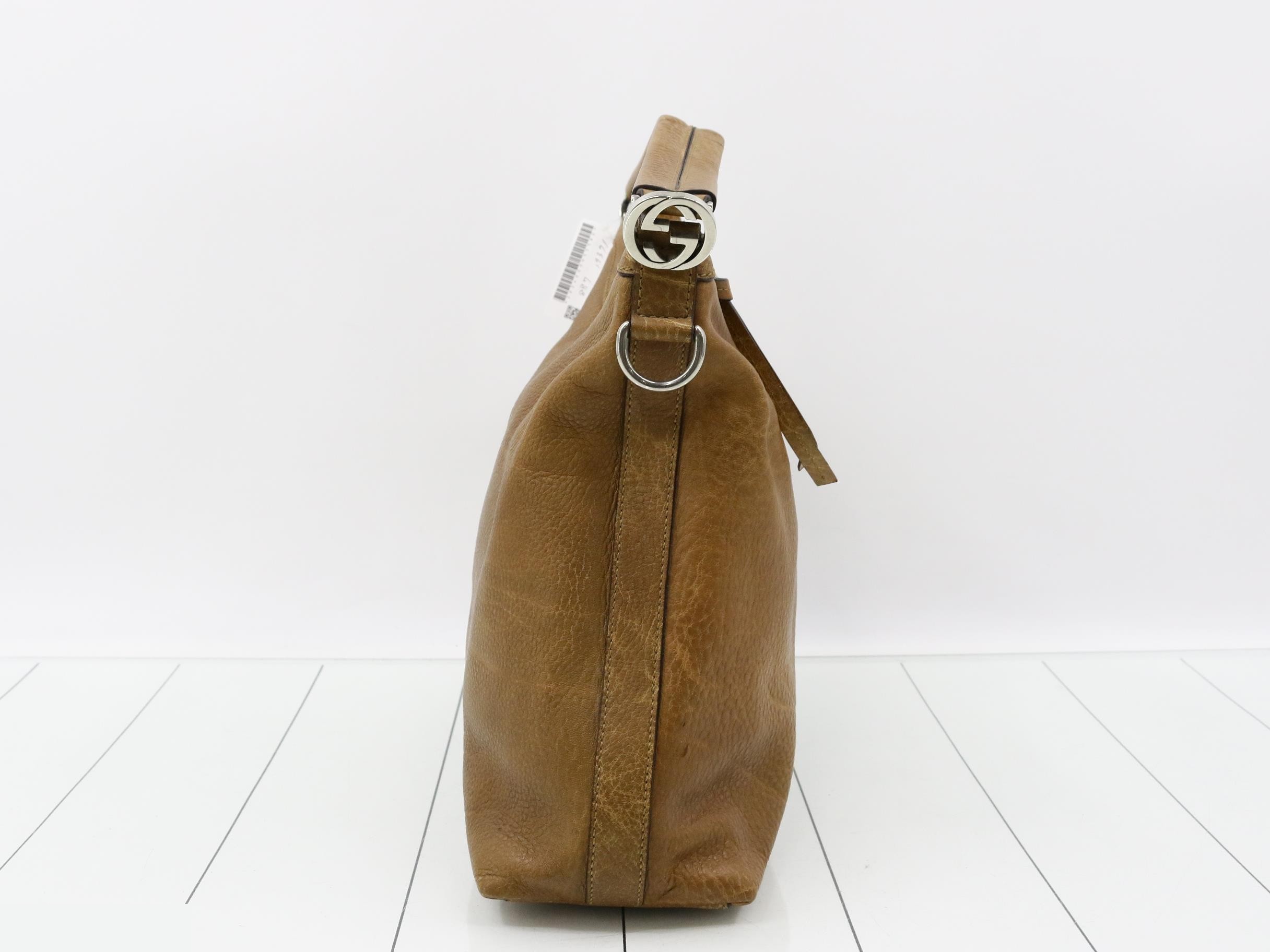 Interlocking Shoulder Bag, Leather, Brown — view 4