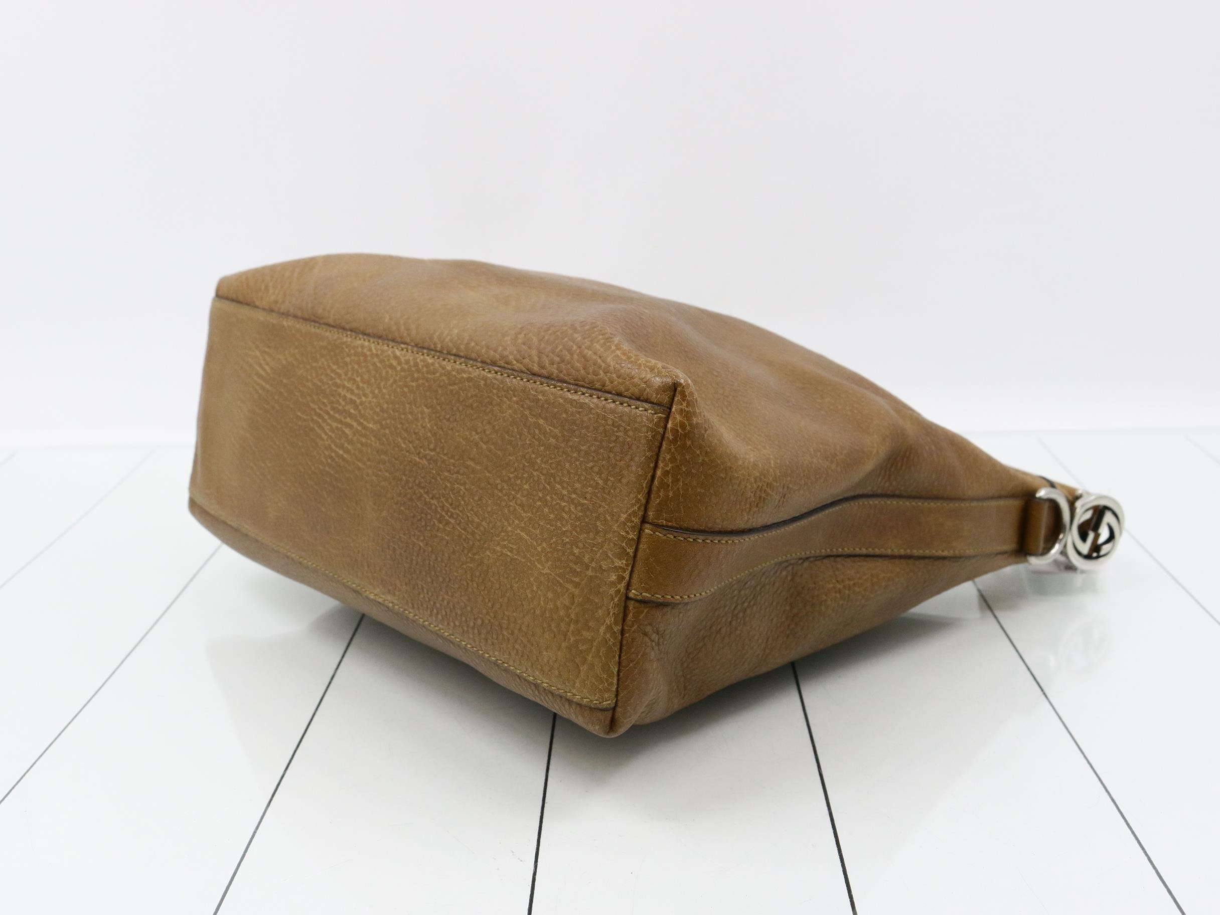 Interlocking Shoulder Bag, Leather, Brown — view 6