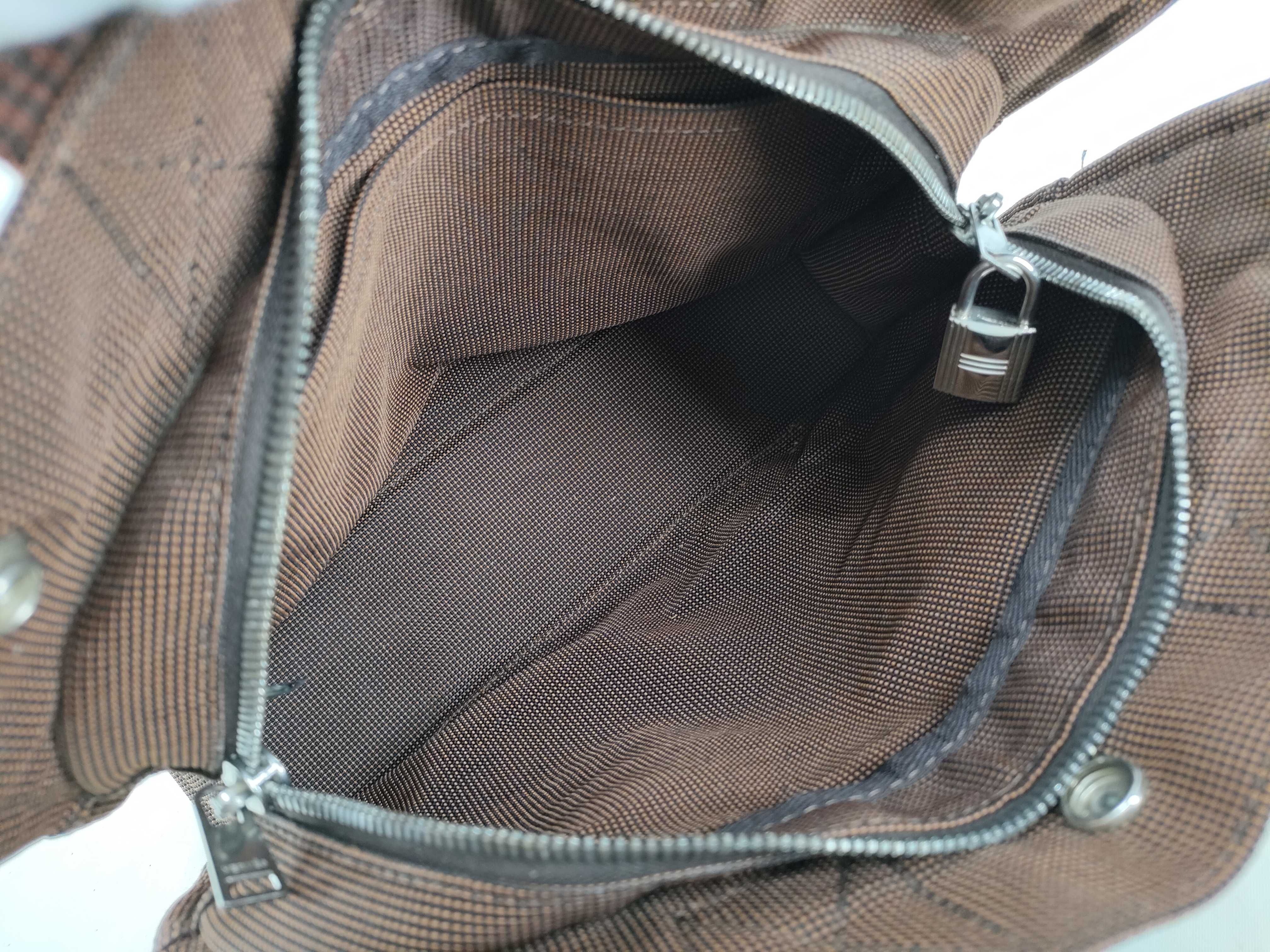 Herline Tote PM Brown Canvas Silver Hardware Handbag — view 8