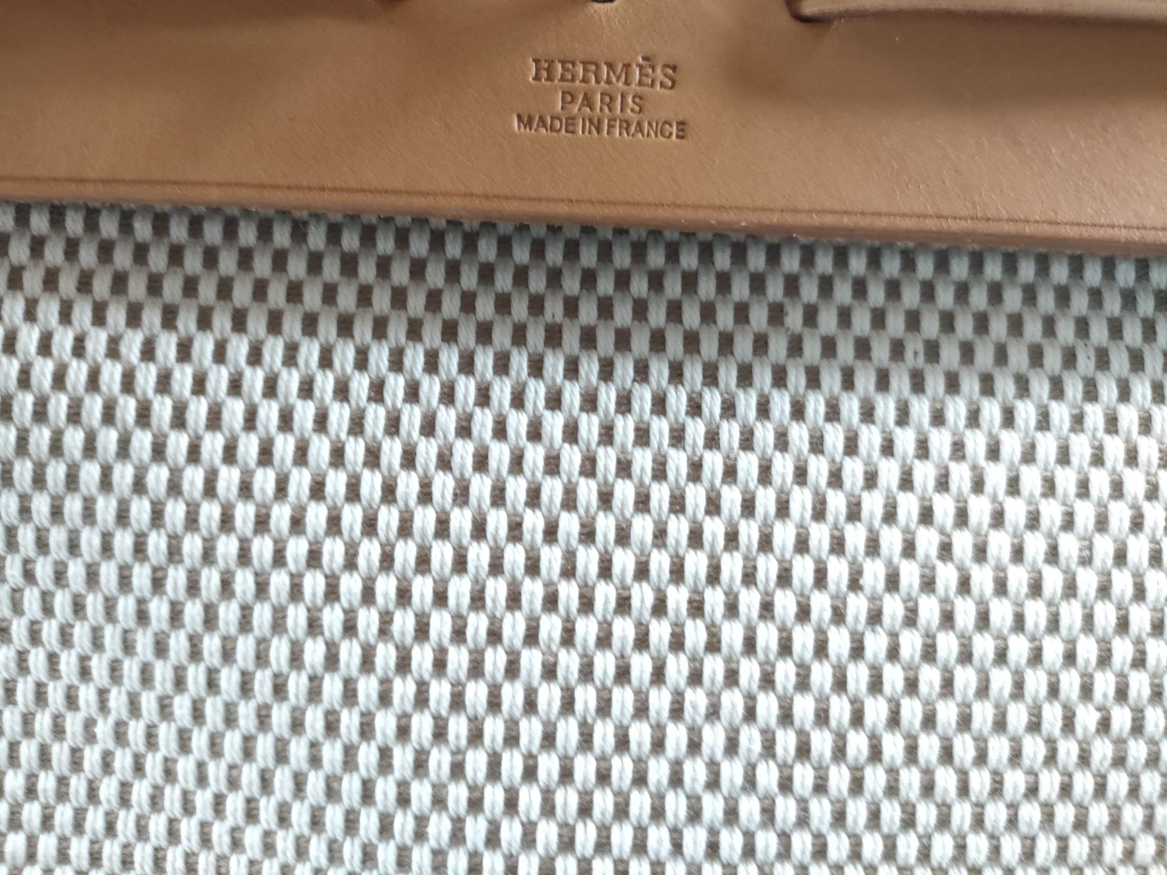 Herbag MM Toile H x Vache Hunter Beige x Brown Silver Hardware F: 2002 Shoulder Bag — view 6