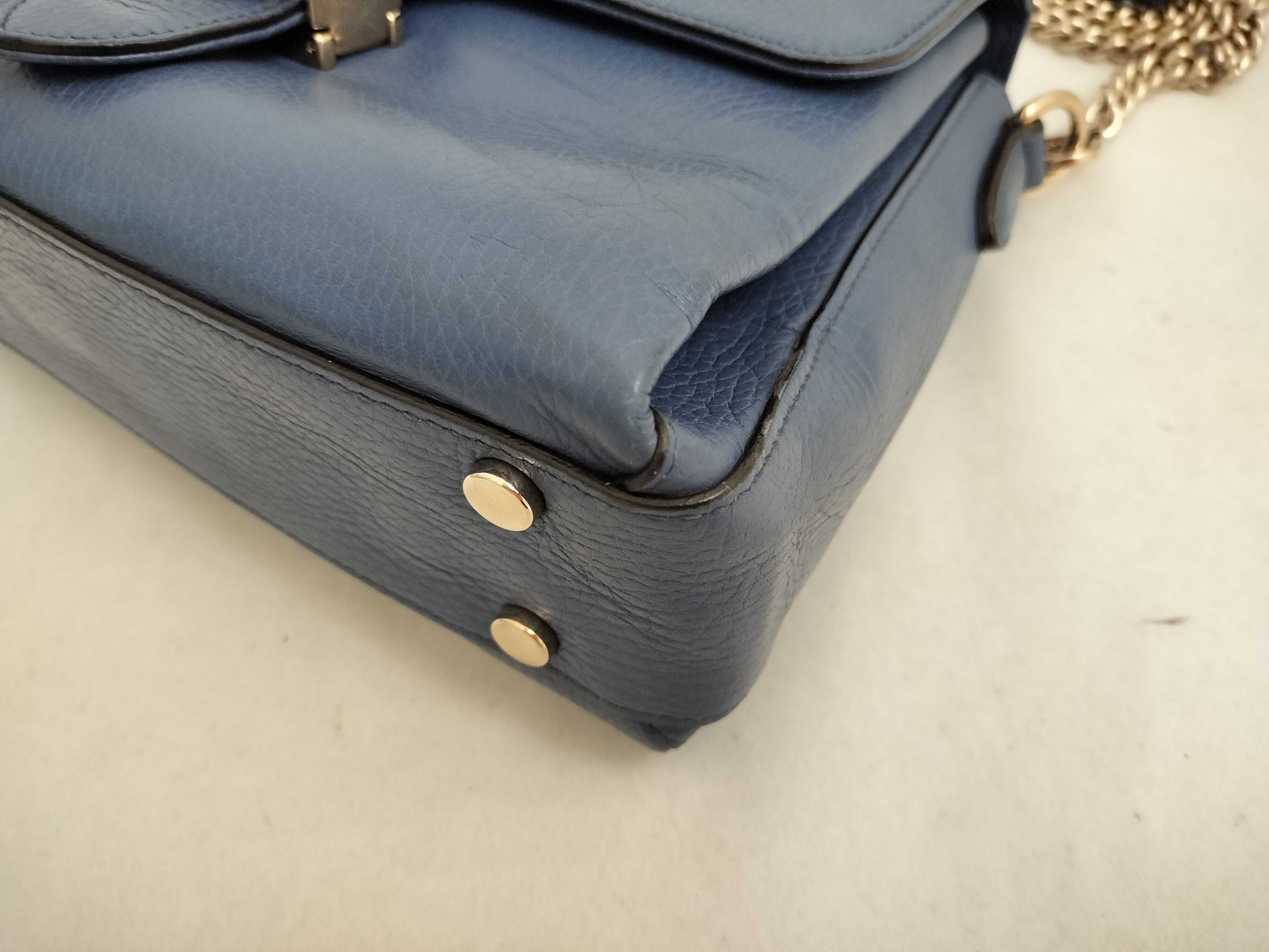 510302 Interlocking 2-way Handbag Shoulder Bag Chain Crossbody Shoulder Bag Leather Blue Women's Handbag — view 7