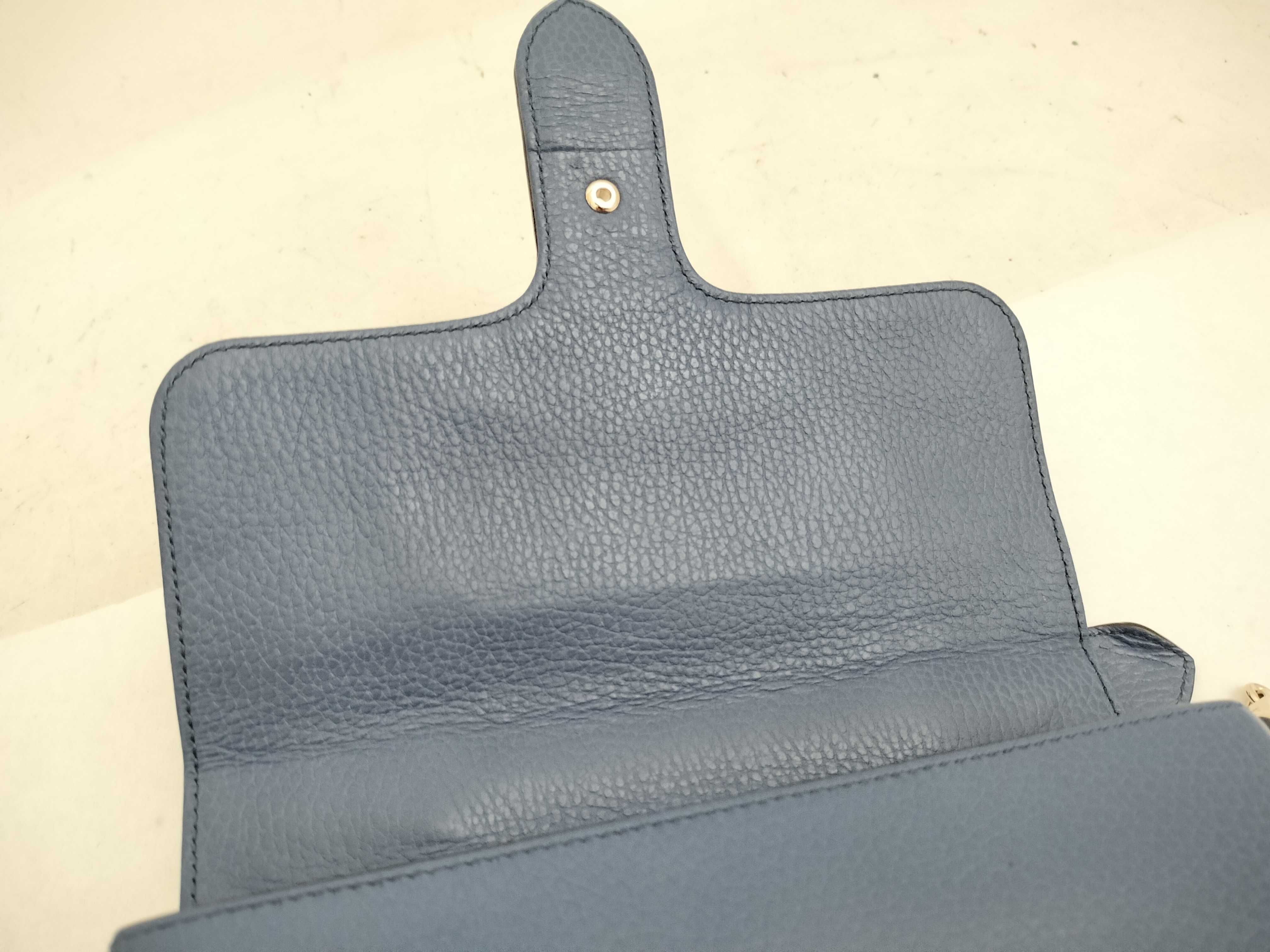 510302 Interlocking 2-way Handbag Shoulder Bag Chain Crossbody Shoulder Bag Leather Blue Women's Handbag — view 9