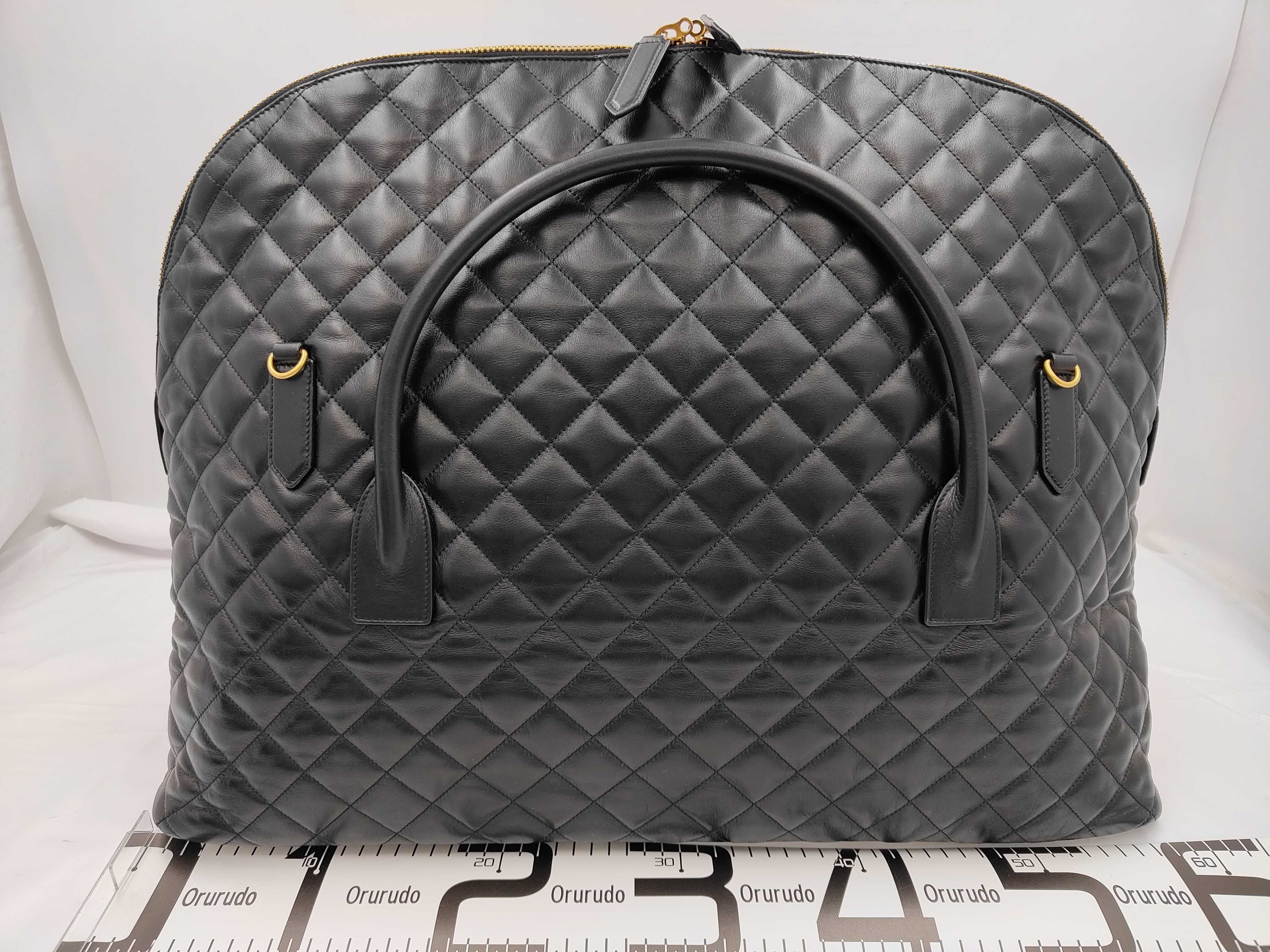 Travel Bag, Quilted Calfskin, Black with Gold Hardware, 736009 Shoulder Bag — view 2