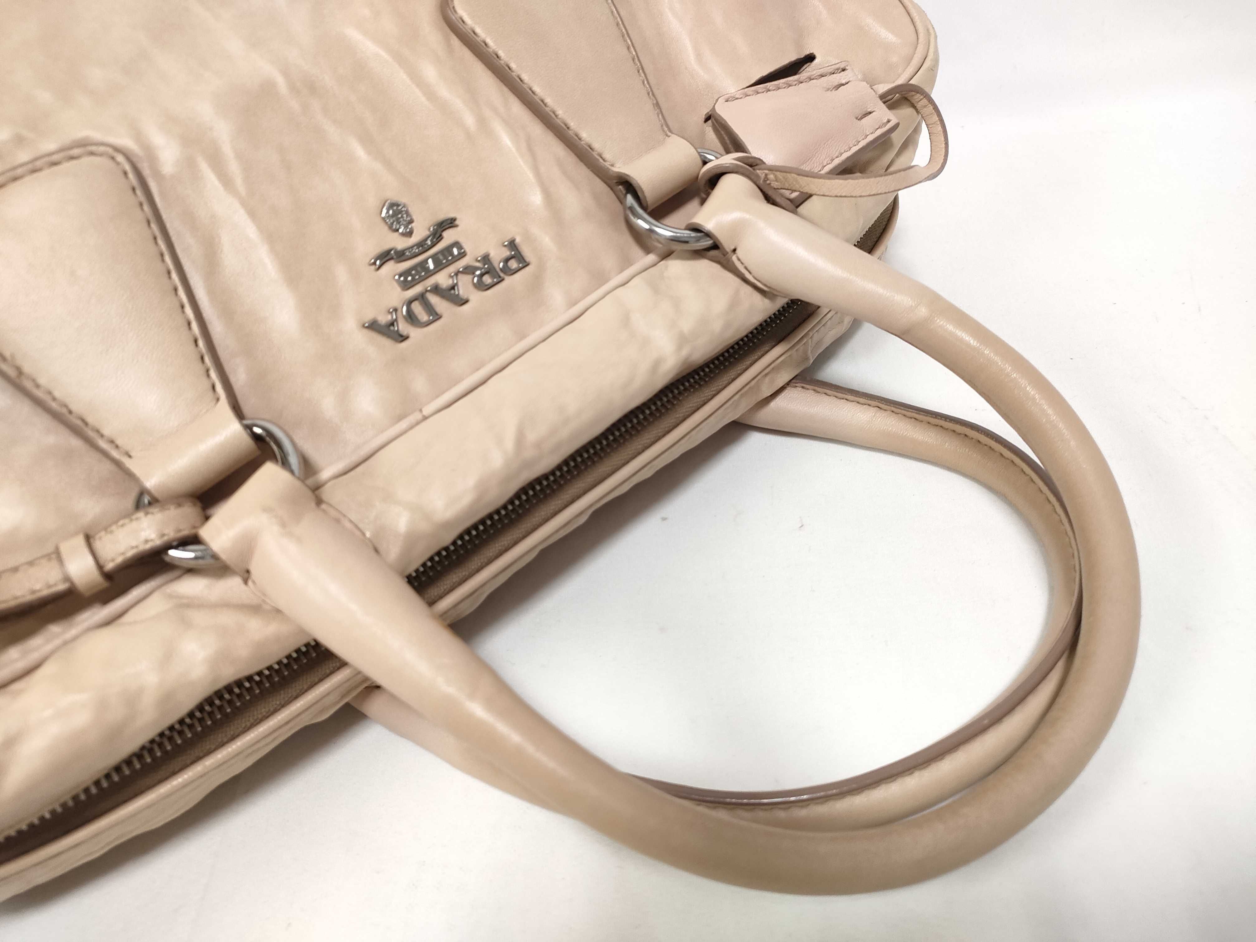 Nappa Antique Mini Boston Handbag Leather Wrinkled Handbag — view 12