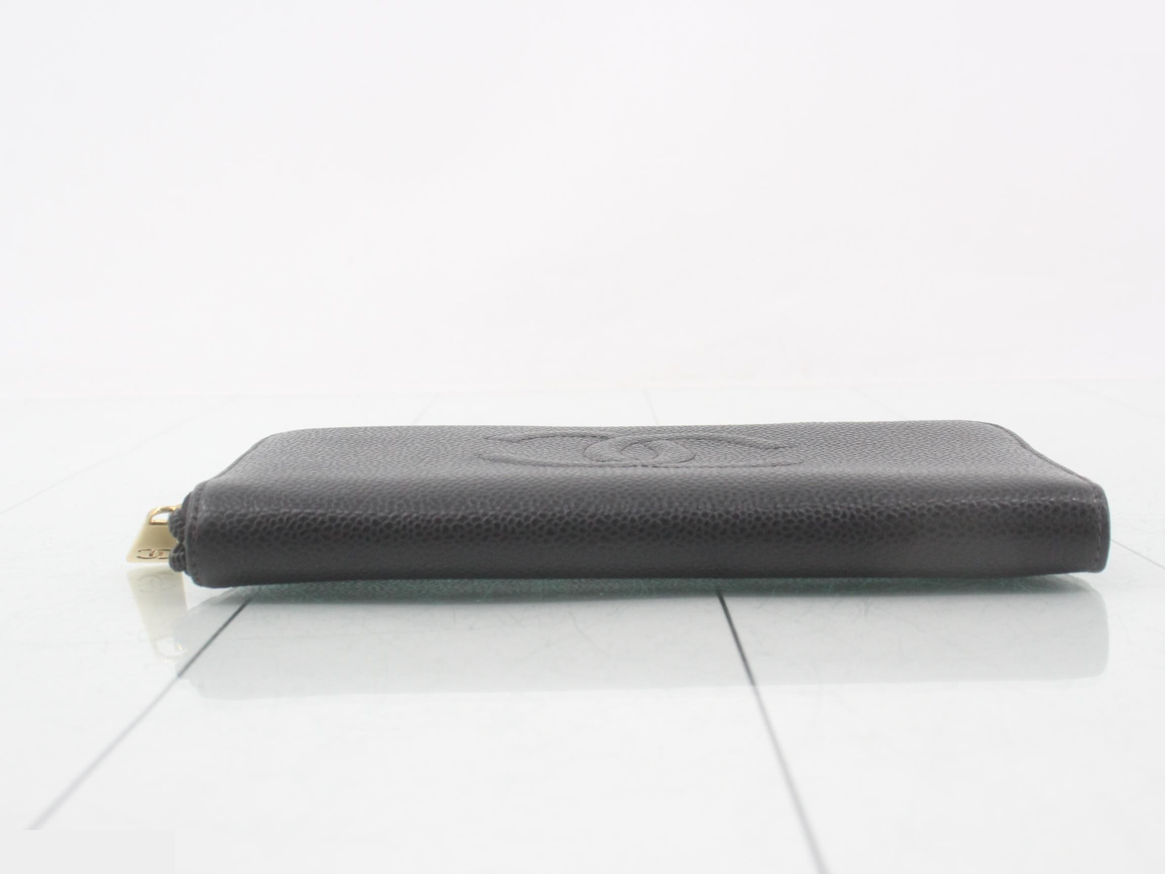 Coco Mark Long Wallet, Round Zip, Caviar Leather, Black, Series 9 — view 3