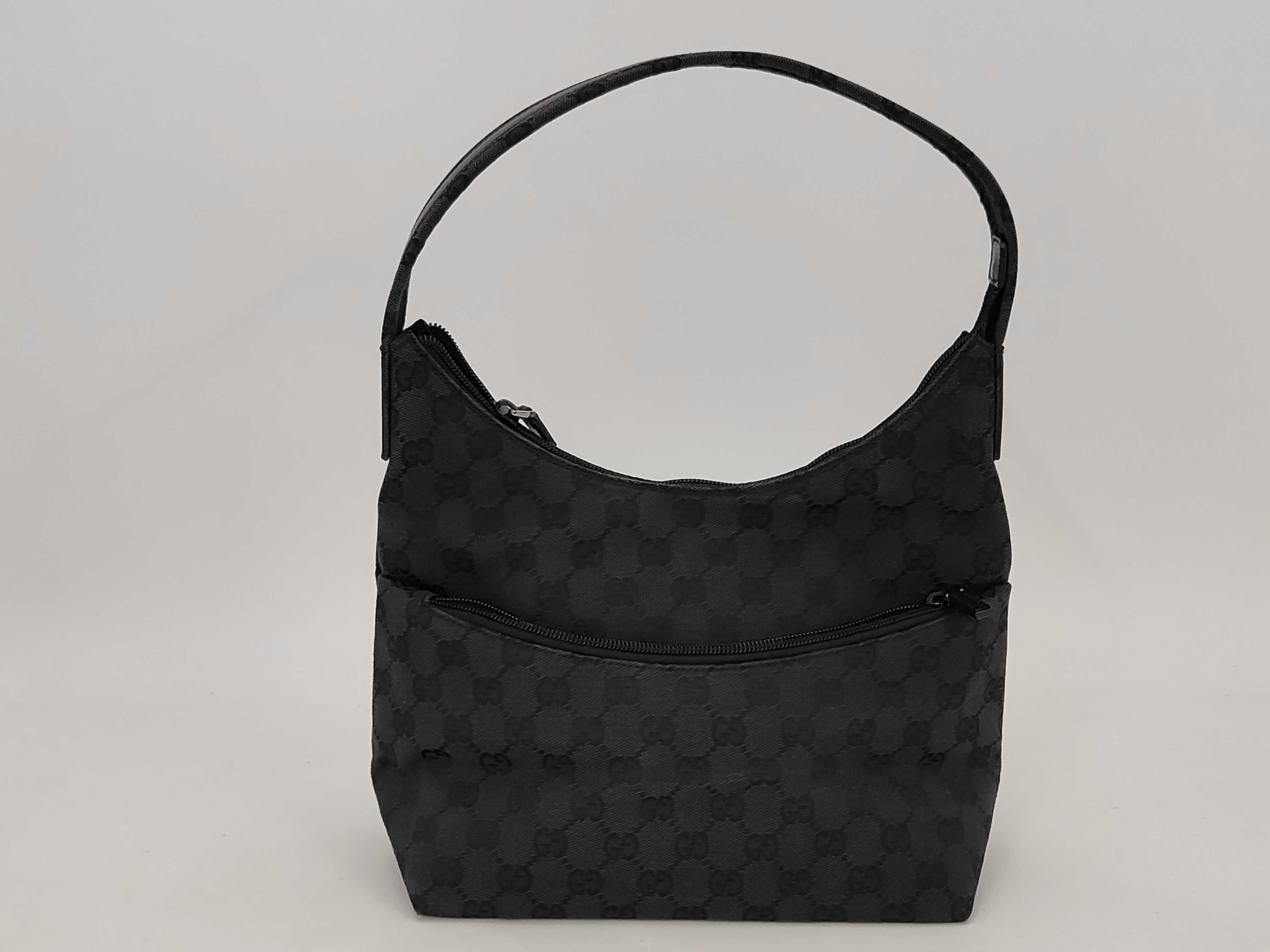 Shoulder Bag, Gucci One-Shoulder Bag, GG Canvas Leather Half-Moon Hobo, Black