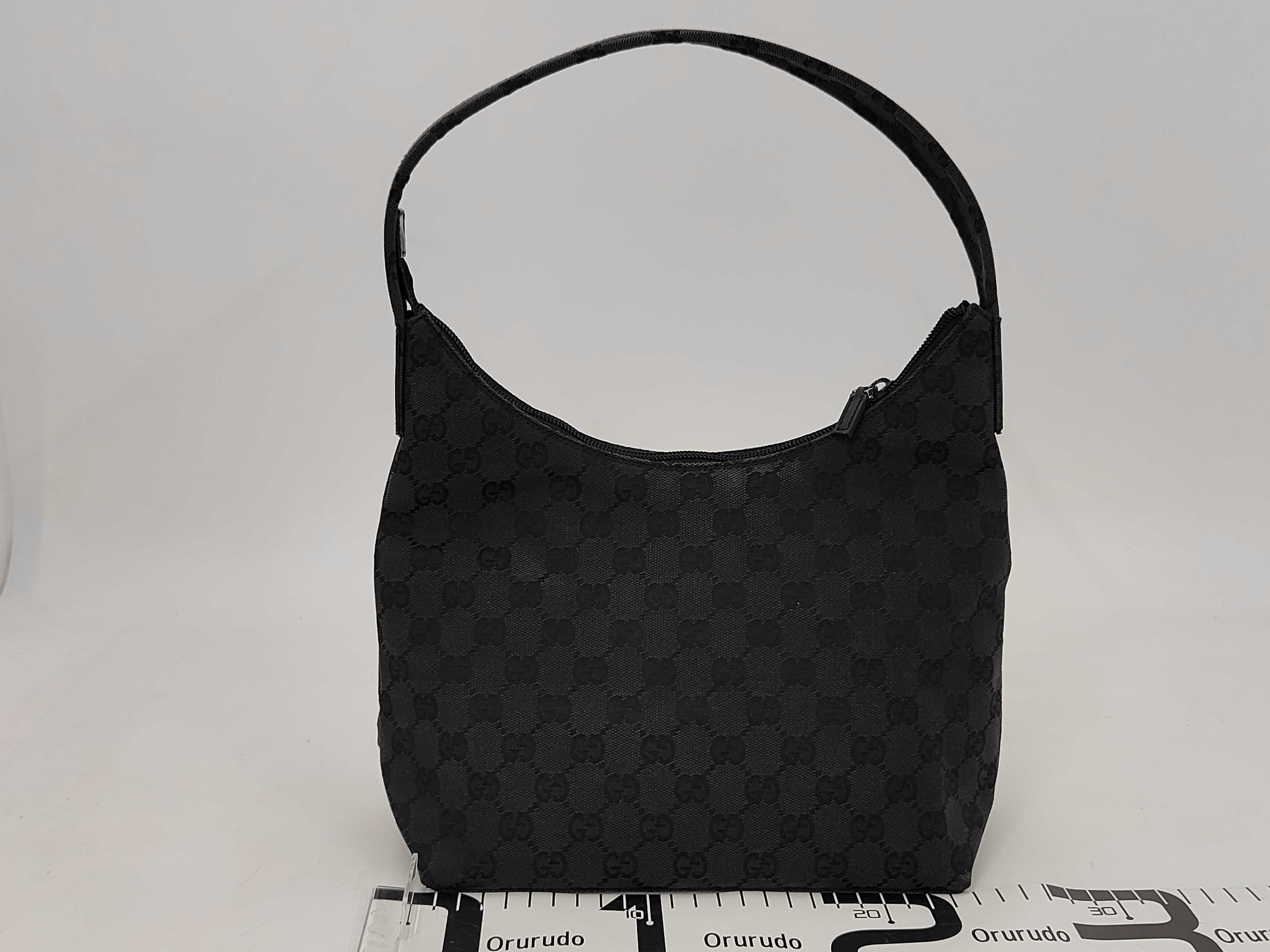 Shoulder Bag, Gucci One-Shoulder Bag, GG Canvas Leather Half-Moon Hobo, Black — view 2