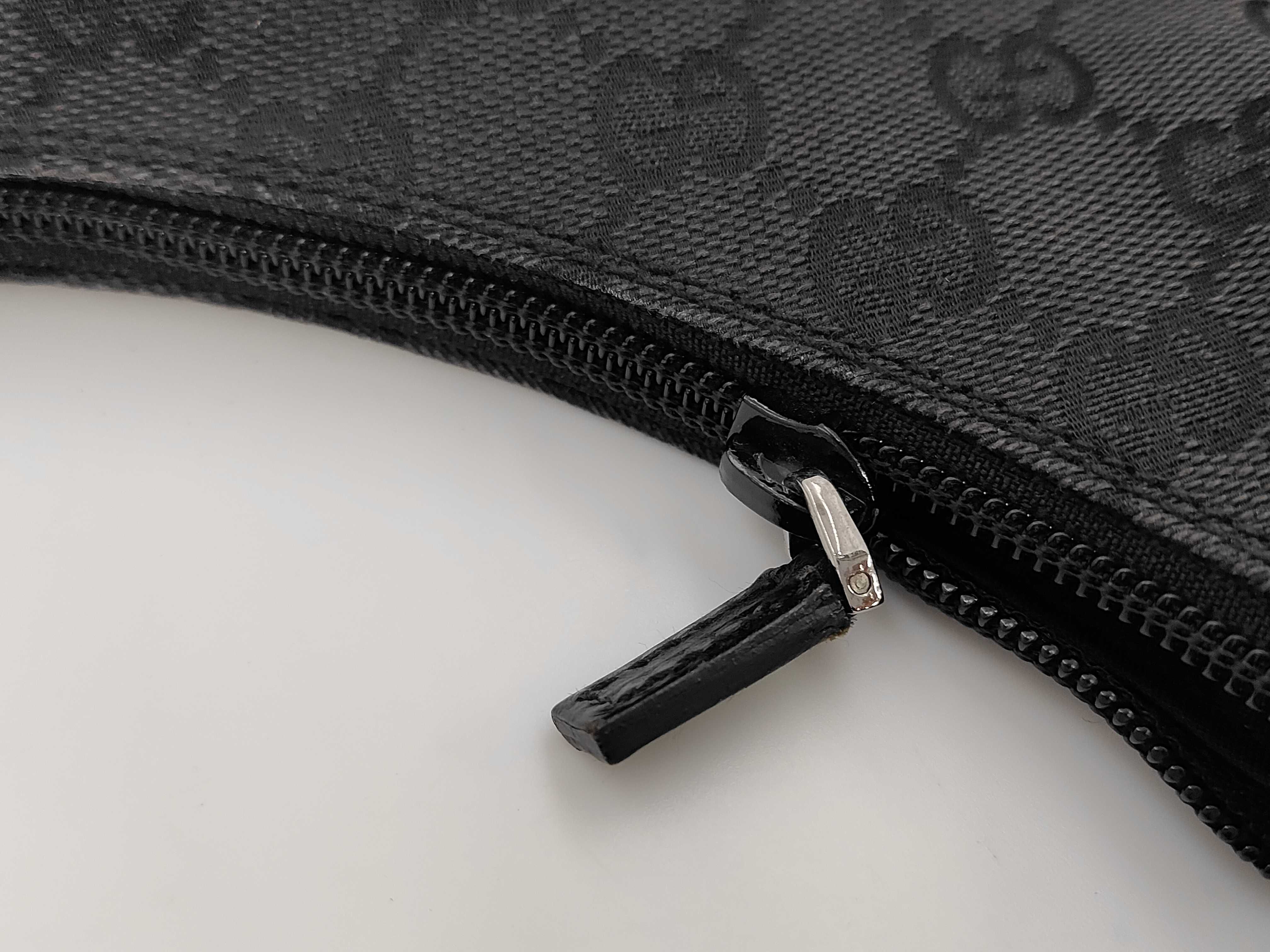Shoulder Bag, Gucci One-Shoulder Bag, GG Canvas Leather Half-Moon Hobo, Black — view 8