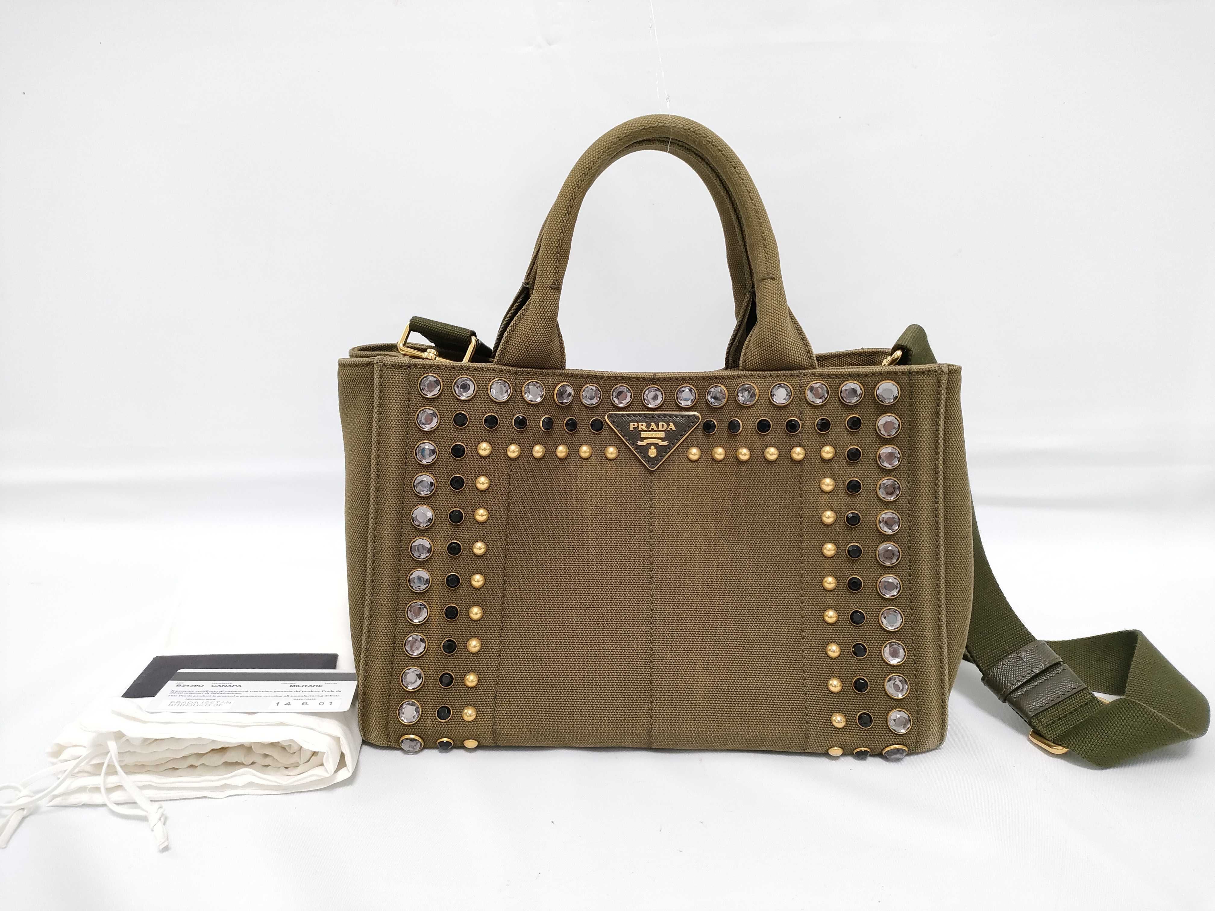 Bijou Canapa Canvas 2-Way Handbag B2439O Khaki Handbag