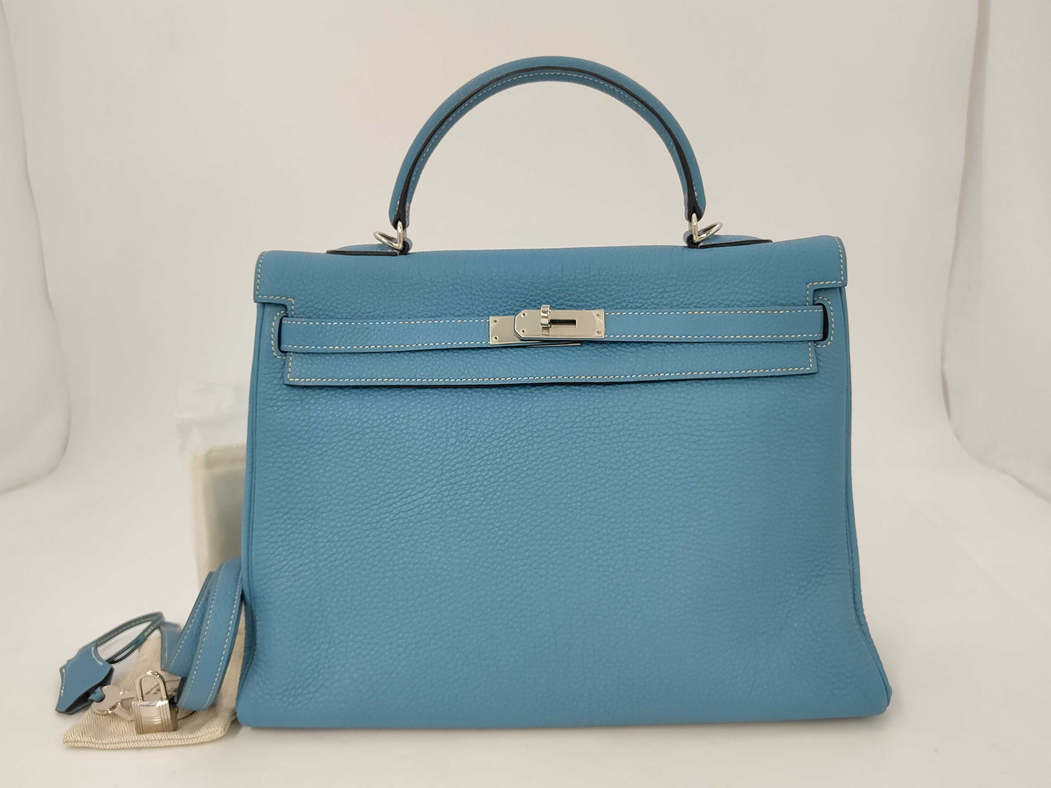 Kelly 35 Togo Blue Jean Silver Hardware N: 2010 Handbag
