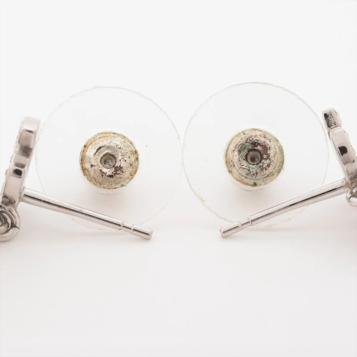 Coco Mark B22V Earrings (Pair) Metal x Rhinestone x Faux Pearl Silver — view 4