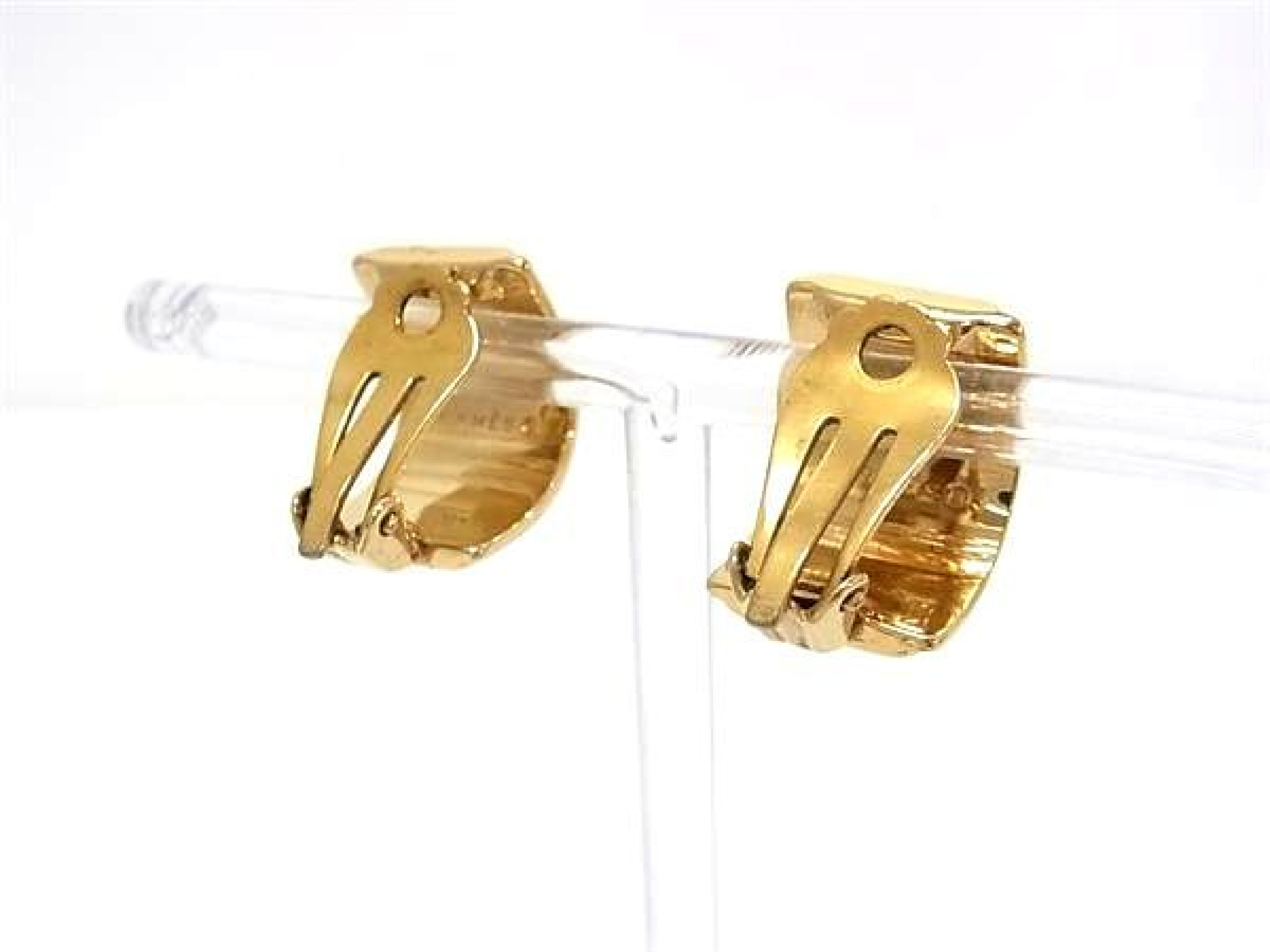 enamel clip-on earrings for women, gold and navy tones, FY3922. — view 2