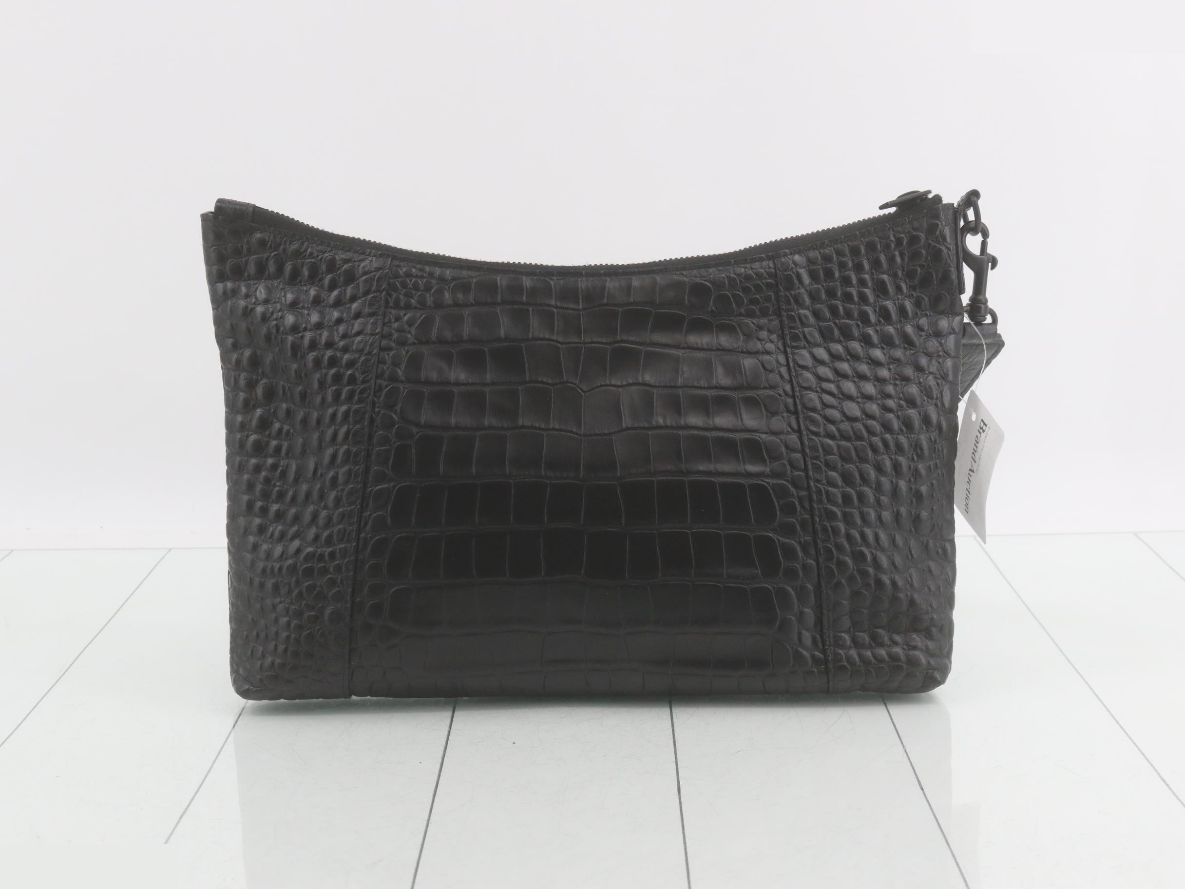 Hourglass Clutch Bag, Leather, Black — view 2