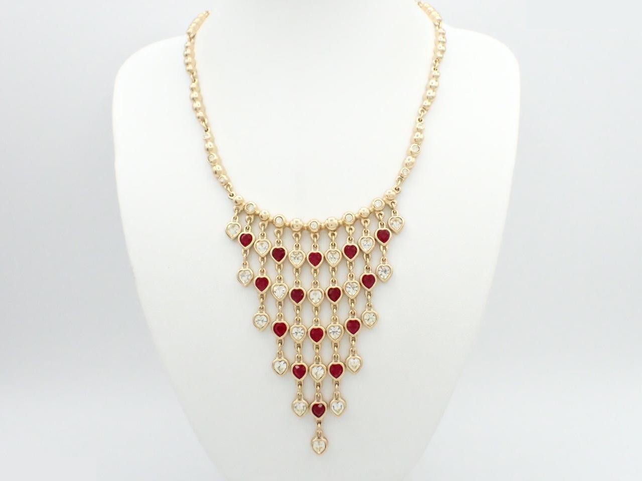Heart Stone Necklace, Red and Gold, Colored Stone — view 3