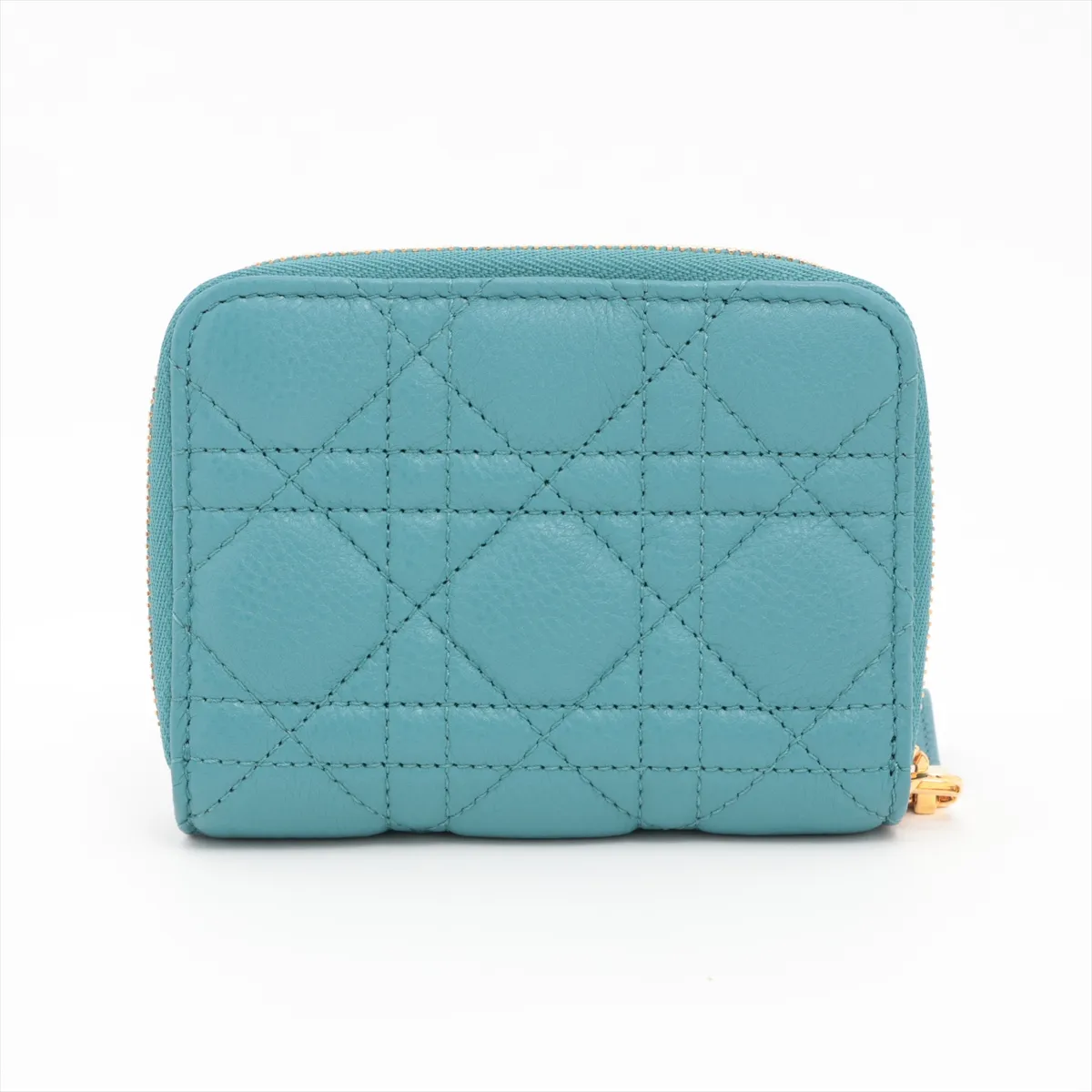 Caro Leather Compact Wallet, Blue — view 2