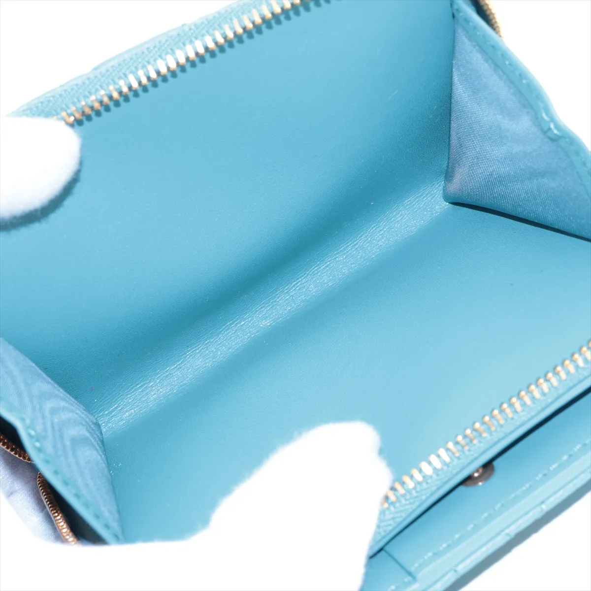 Caro Leather Compact Wallet, Blue — view 5