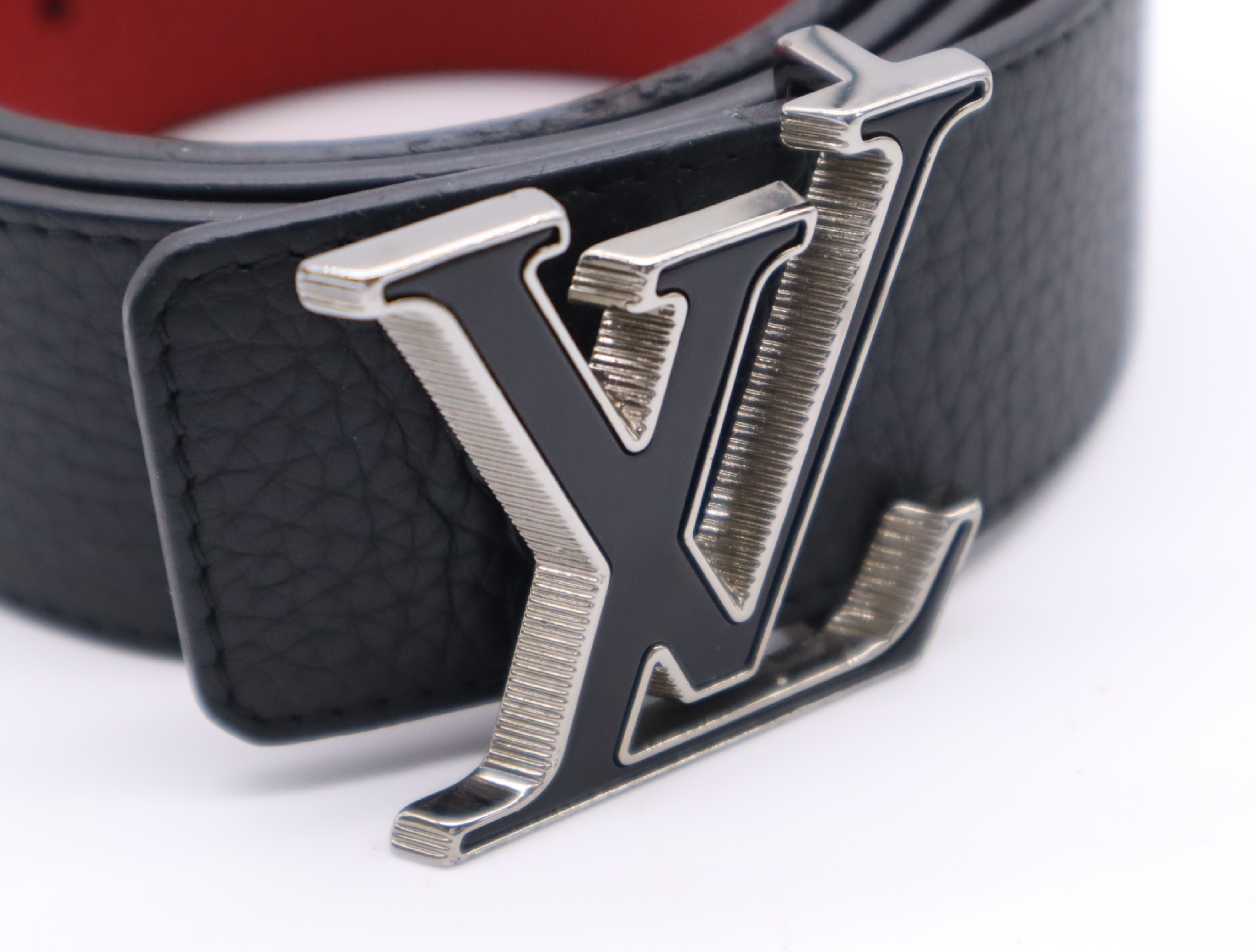 M0076 Leather Reversible Belt Black Red Belt — view 3
