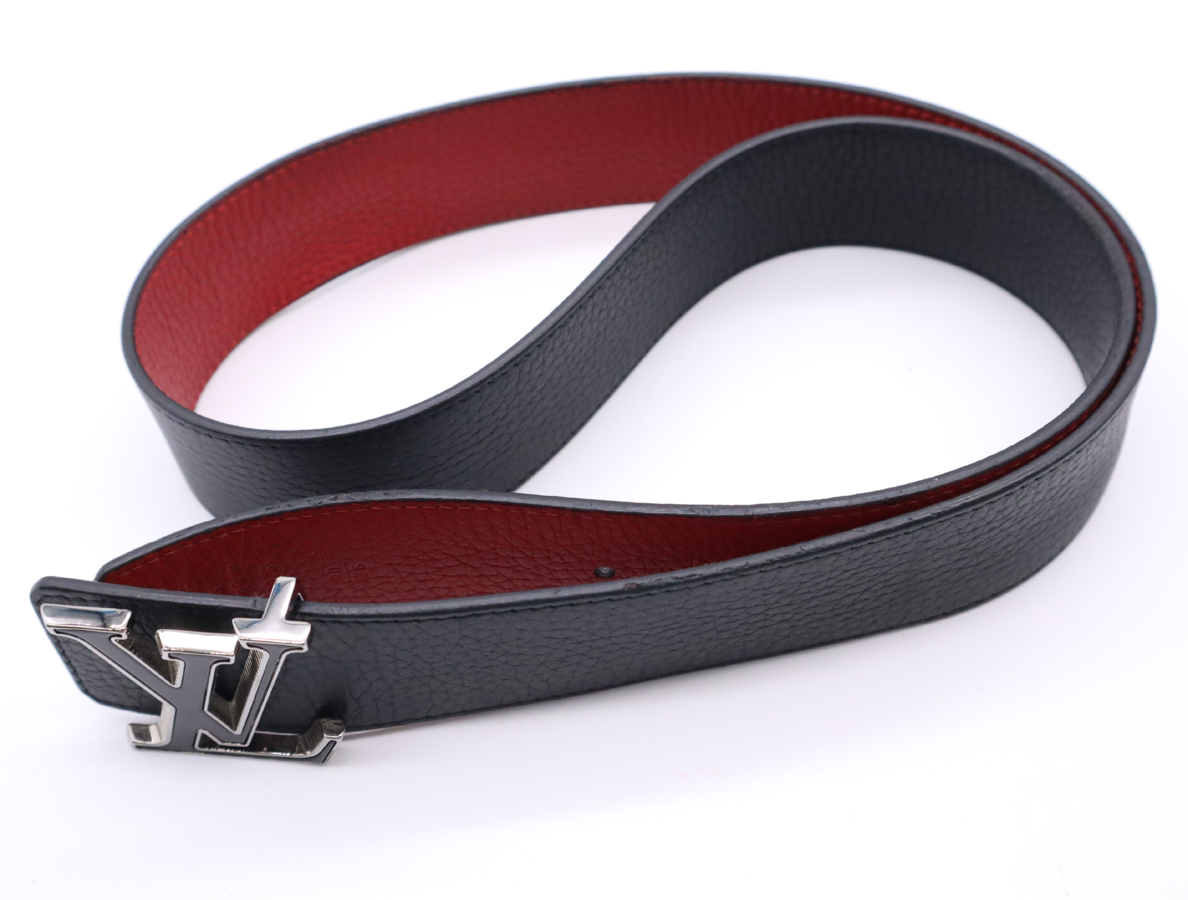 M0076 Leather Reversible Belt Black Red Belt — view 5