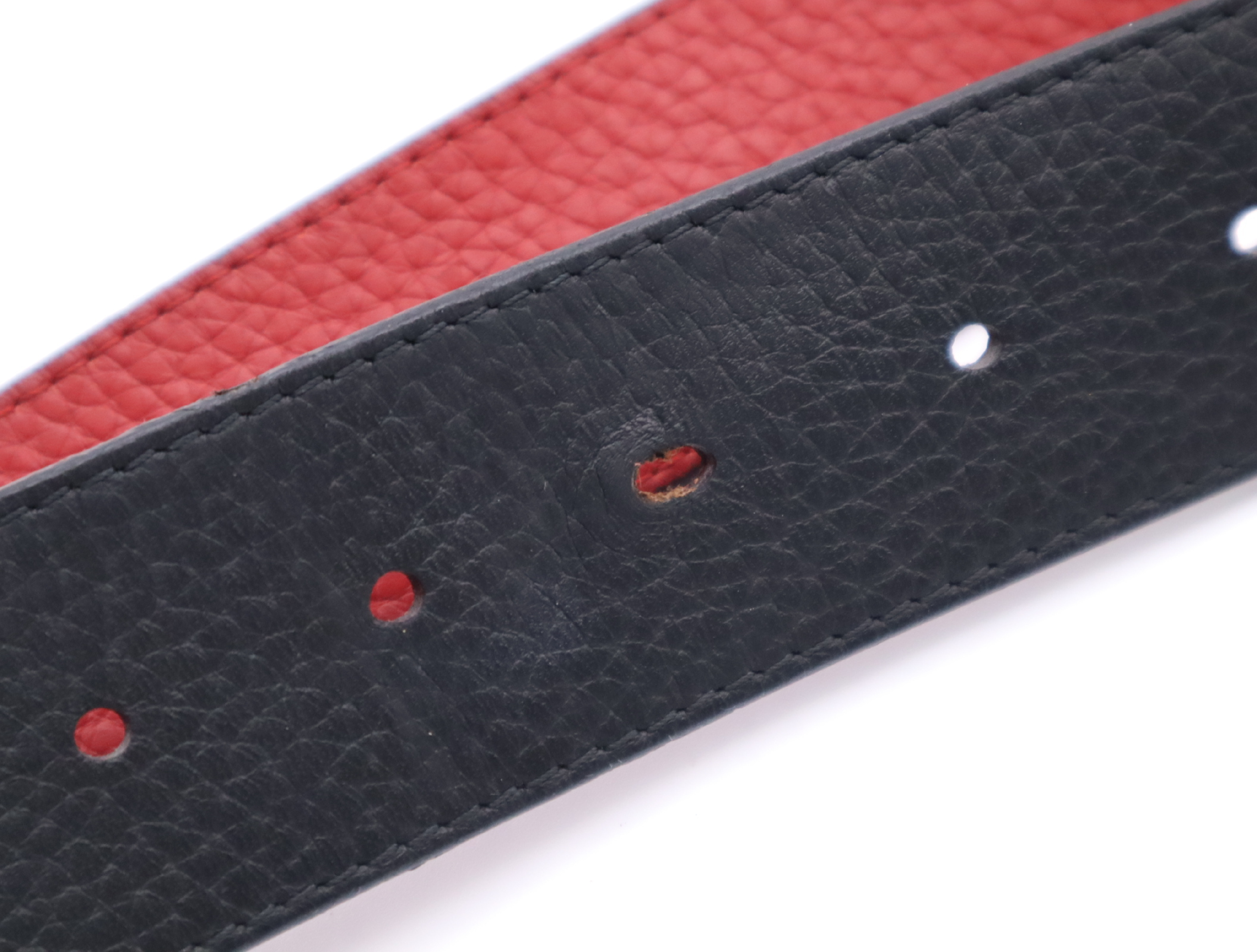 M0076 Leather Reversible Belt Black Red Belt — view 6