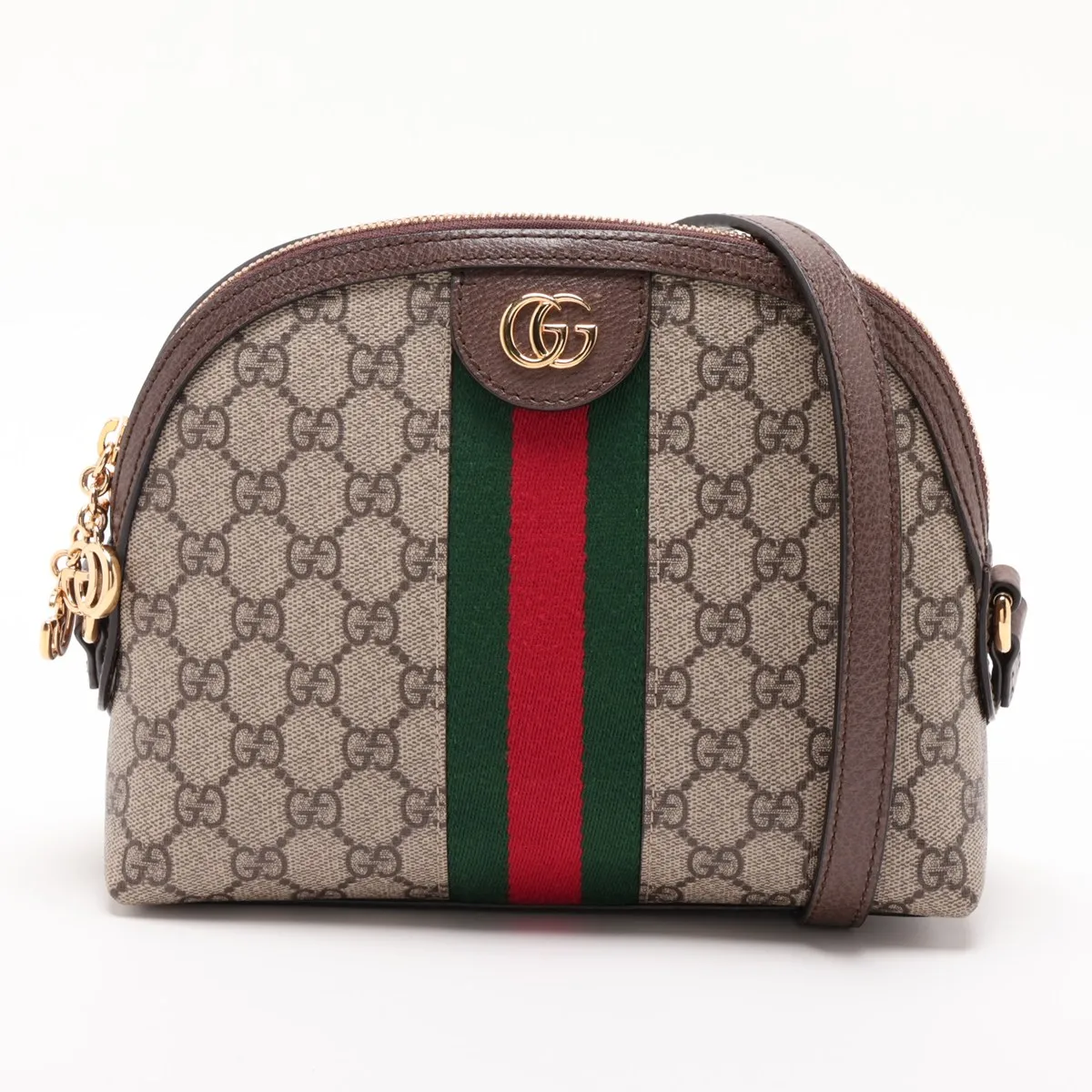 GG Supreme 499621 PVC x Leather Shoulder Bag, Beige x Brown