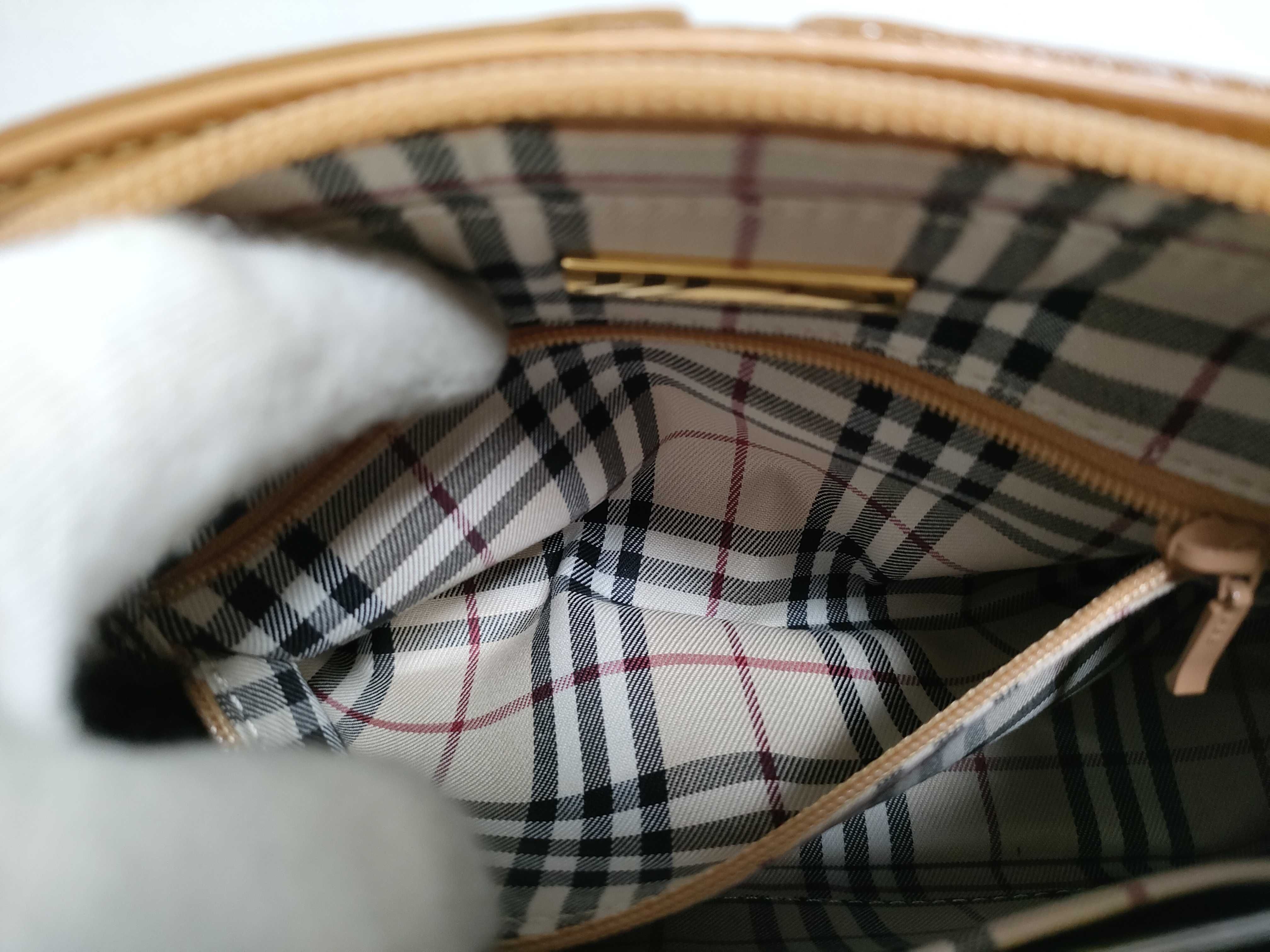 Leather One-Shoulder Bag with Nova Check Interior and Tag — view 11