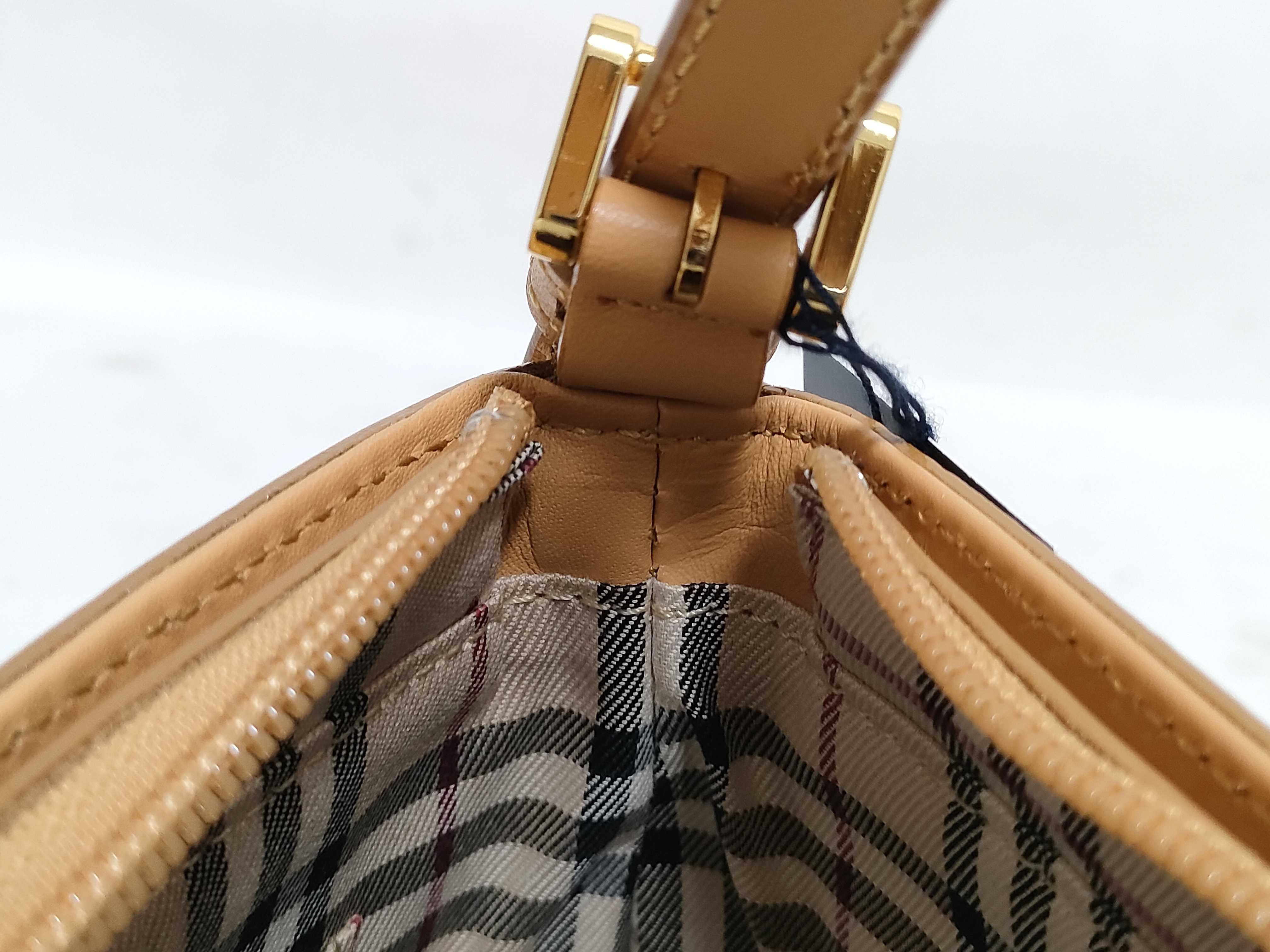 Leather One-Shoulder Bag with Nova Check Interior and Tag — view 9