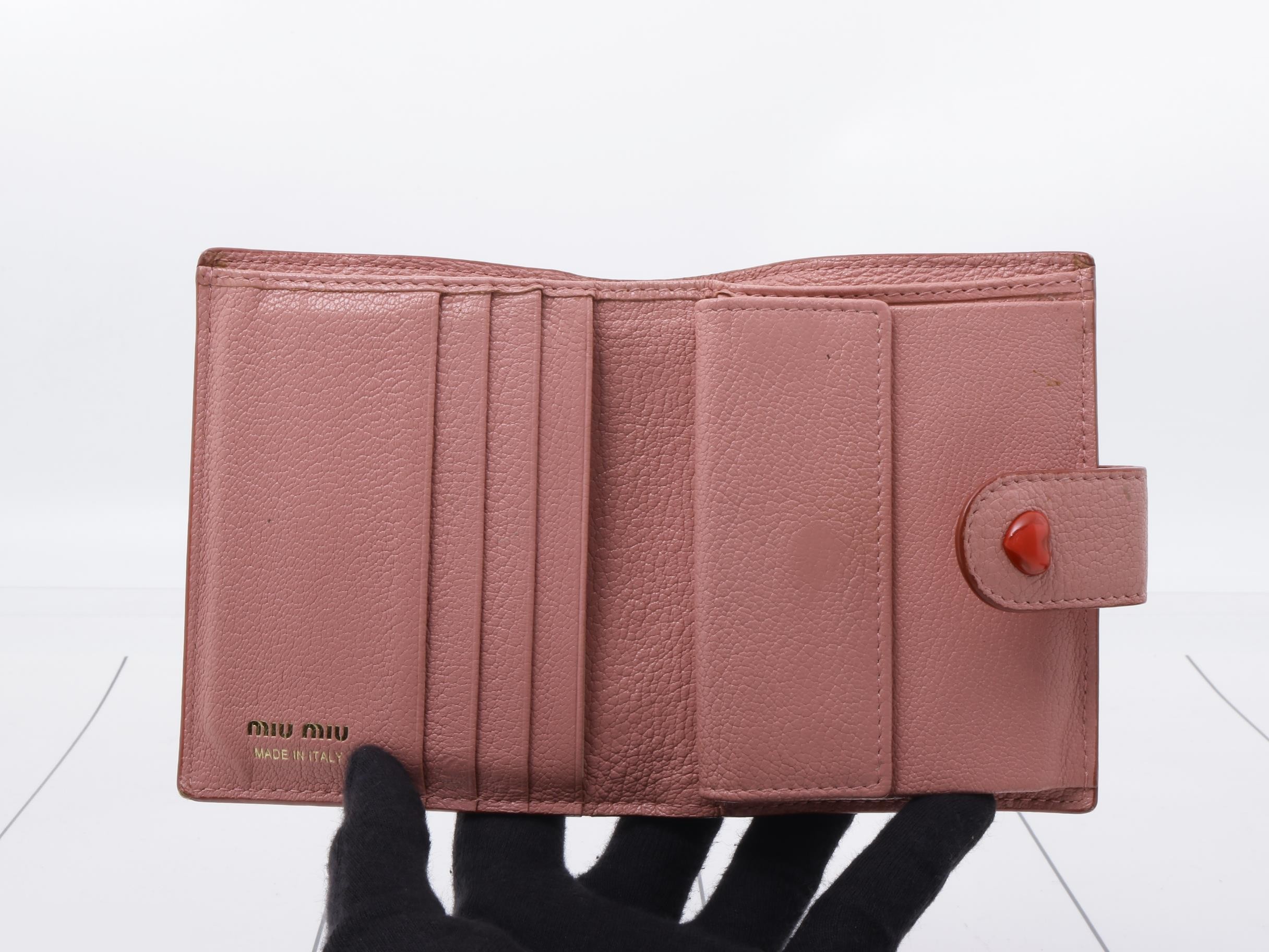 Bifold wallet, calfskin, pink, heart design — view 4