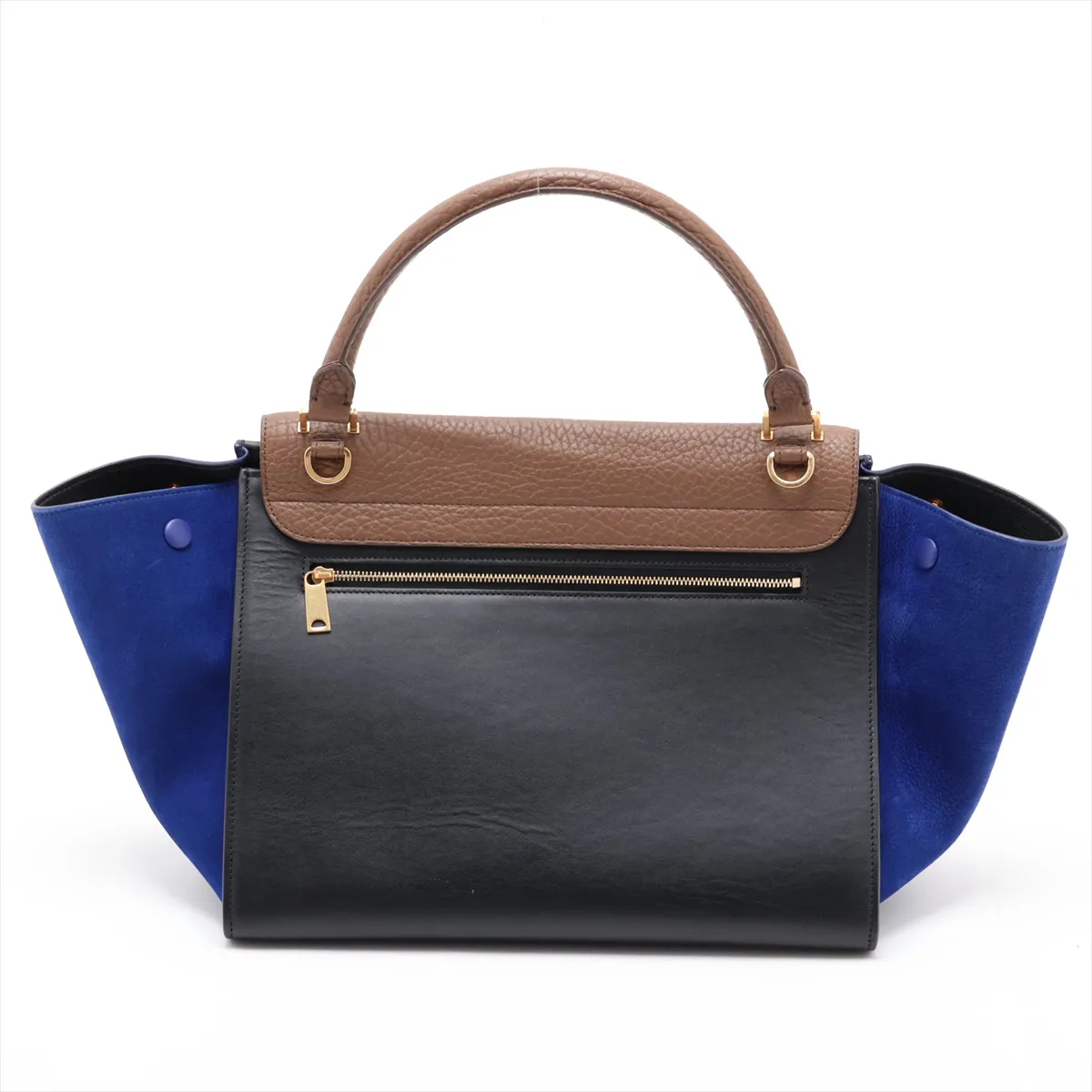 Trapeze Leather x Suede 2-Way Handbag, Multicolor — view 2