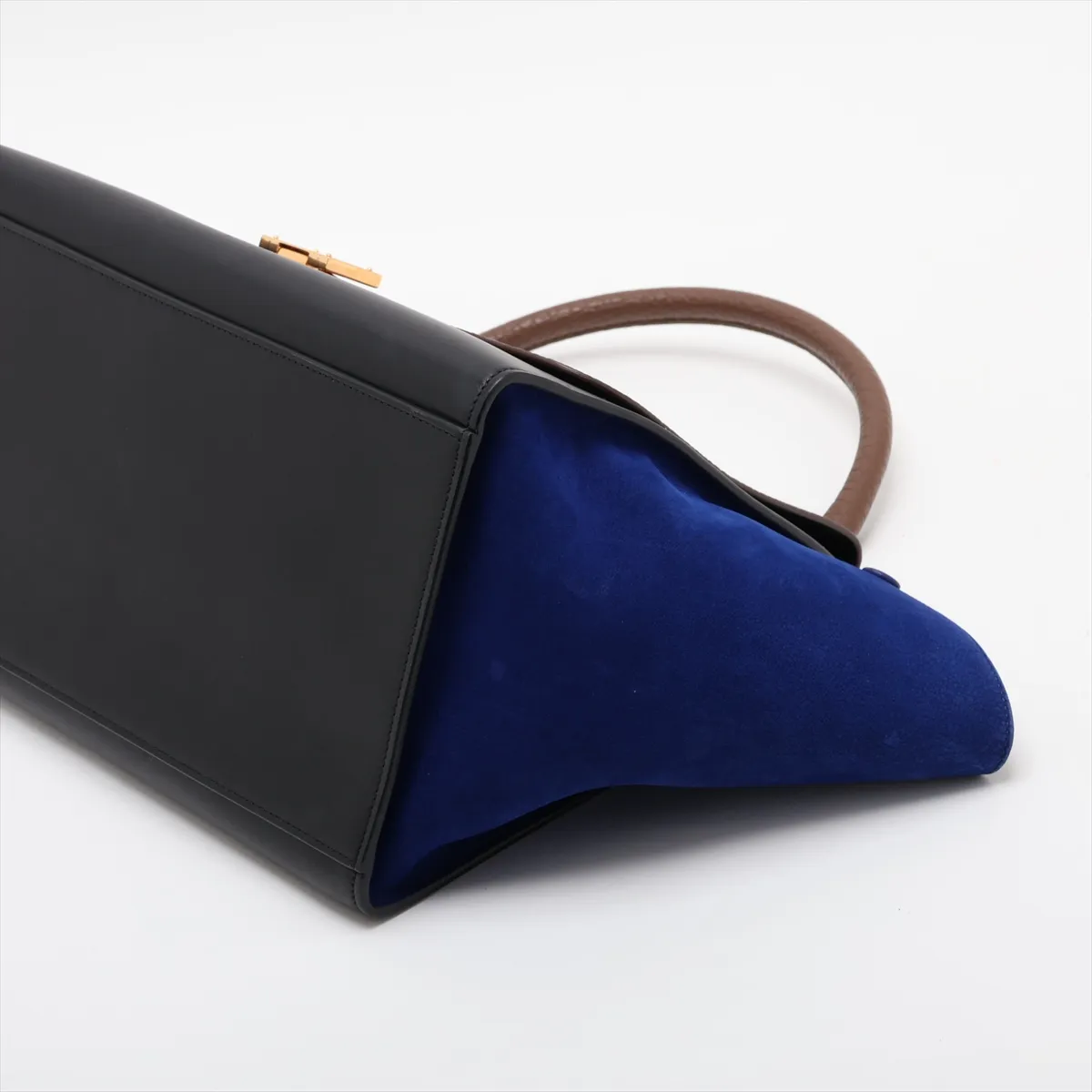 Trapeze Leather x Suede 2-Way Handbag, Multicolor — view 3