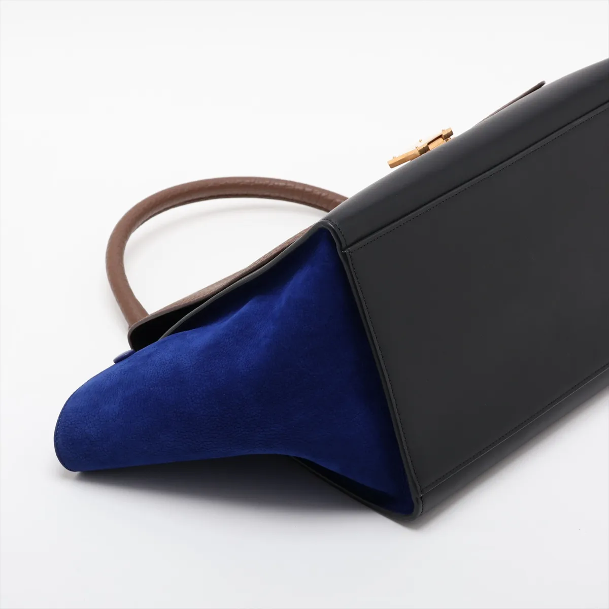 Trapeze Leather x Suede 2-Way Handbag, Multicolor — view 4