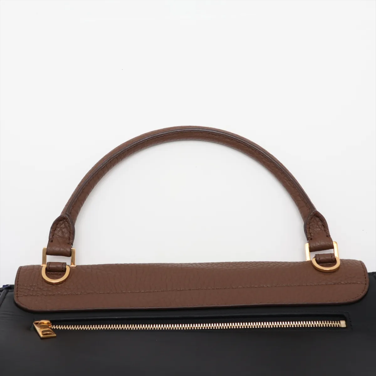 Trapeze Leather x Suede 2-Way Handbag, Multicolor — view 6