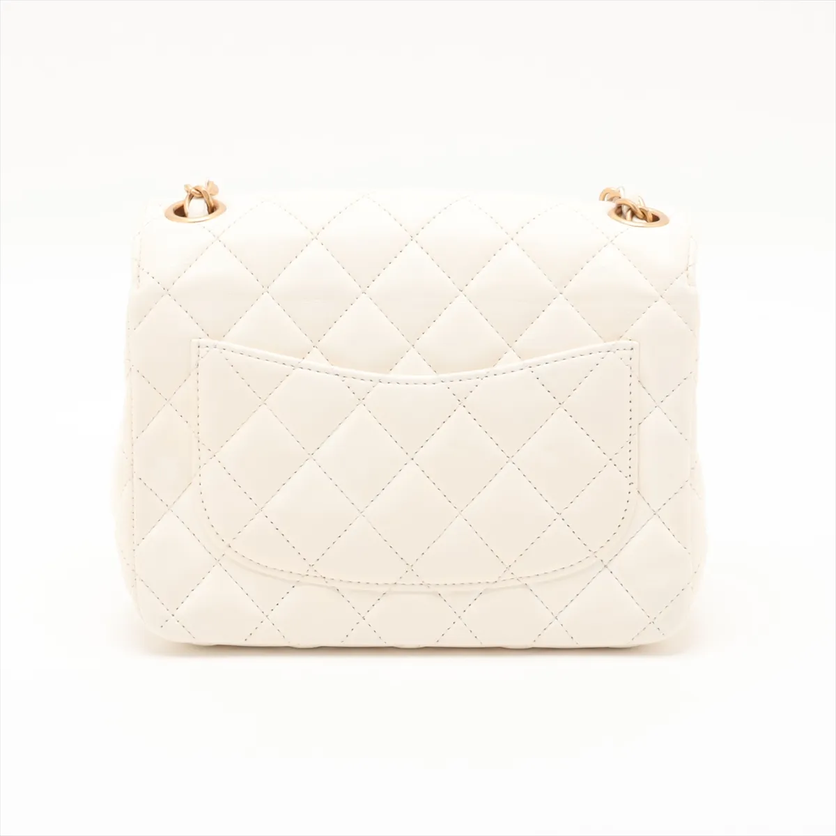 Mini Matelassé Lambskin Single Flap Single Chain Bag Charm White Gold Hardware TU21L9H1 Random Plate — view 2