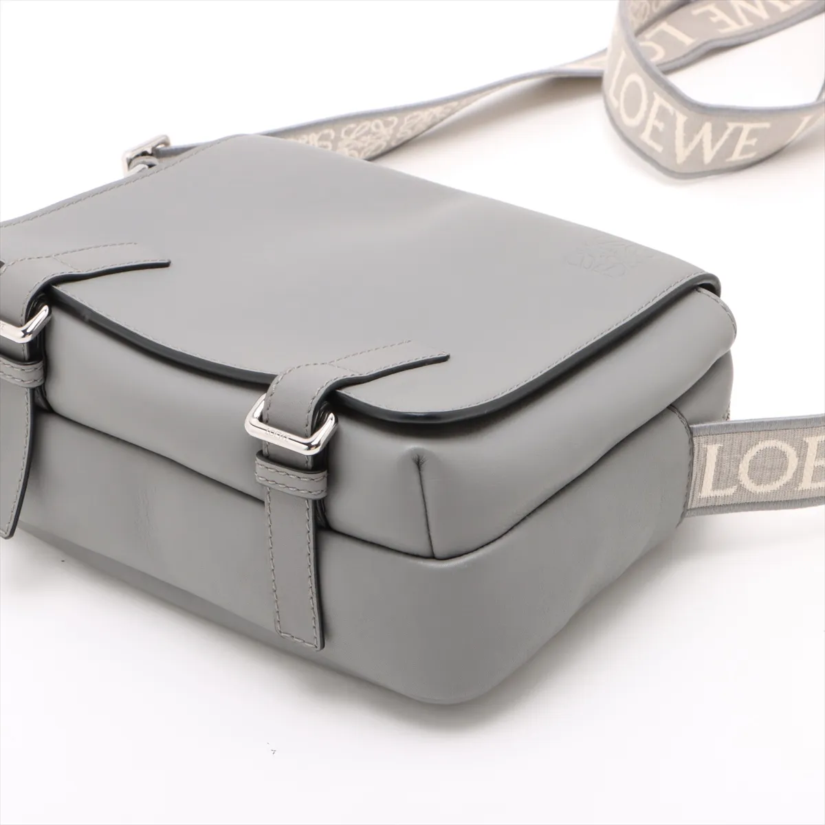 Military Messenger Bag Leather Shoulder Bag Gray — view 3