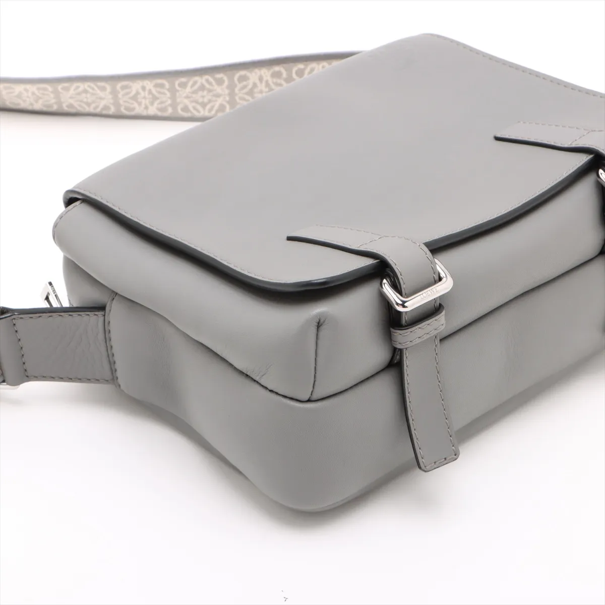 Military Messenger Bag Leather Shoulder Bag Gray — view 4