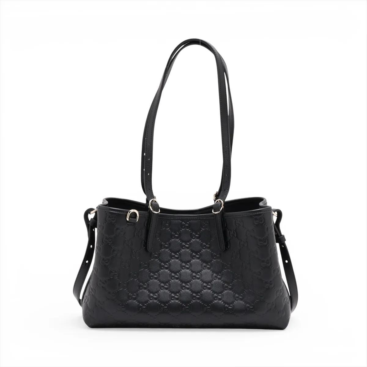 Guccissima Leather 2-Way Handbag, Black, 815214