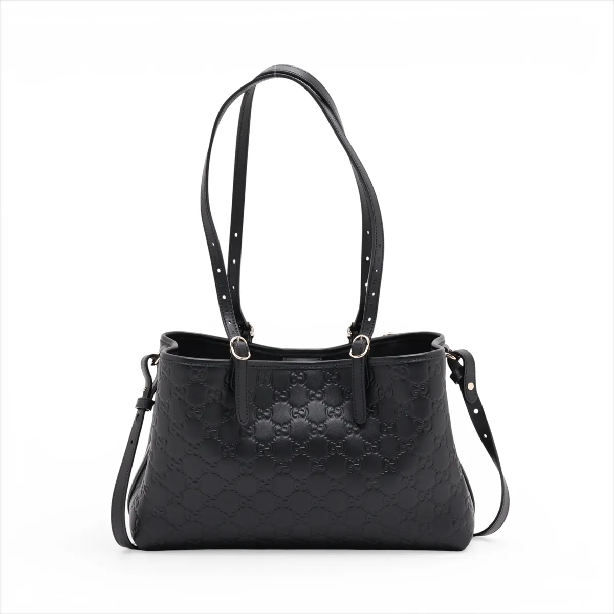 Guccissima Leather 2-Way Handbag, Black, 815214 — view 2
