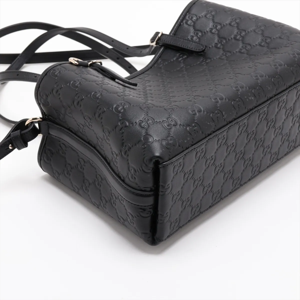 Guccissima Leather 2-Way Handbag, Black, 815214 — view 4