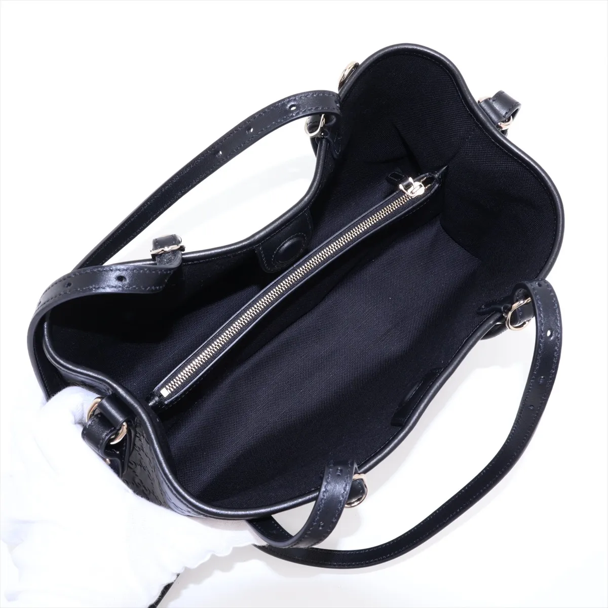 Guccissima Leather 2-Way Handbag, Black, 815214 — view 8