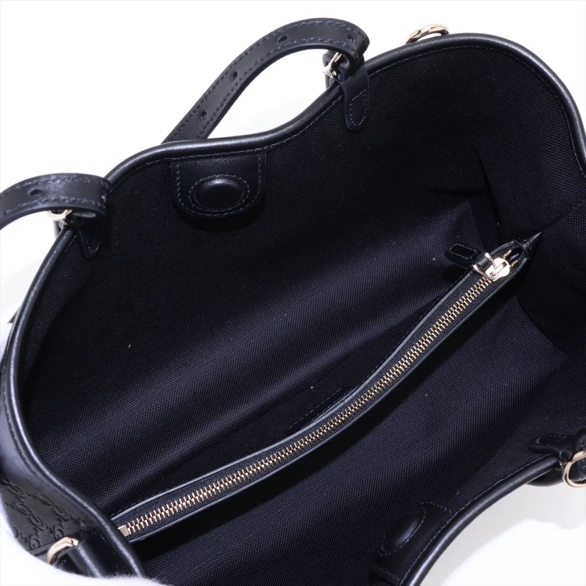 Guccissima Leather 2-Way Handbag, Black, 815214 — view 9