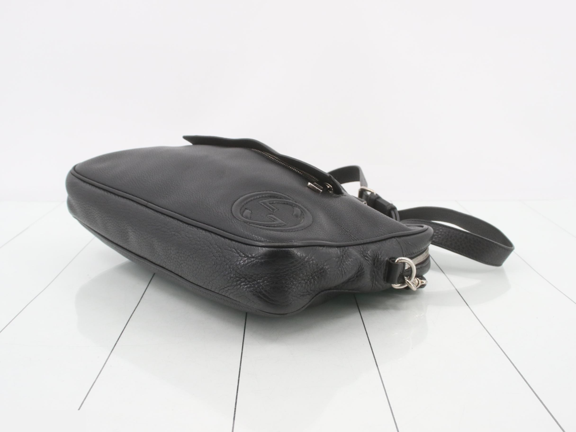 Interlocking G 2-Way Bag, Black Leather — view 6