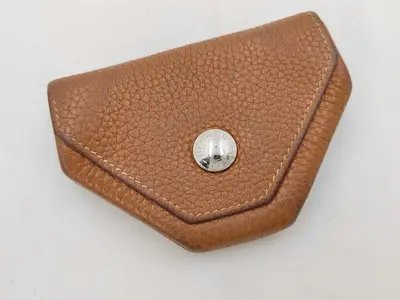 Le Vingt-Quatre Togo Leather Coin Case, Brown, Silver Hardware, K