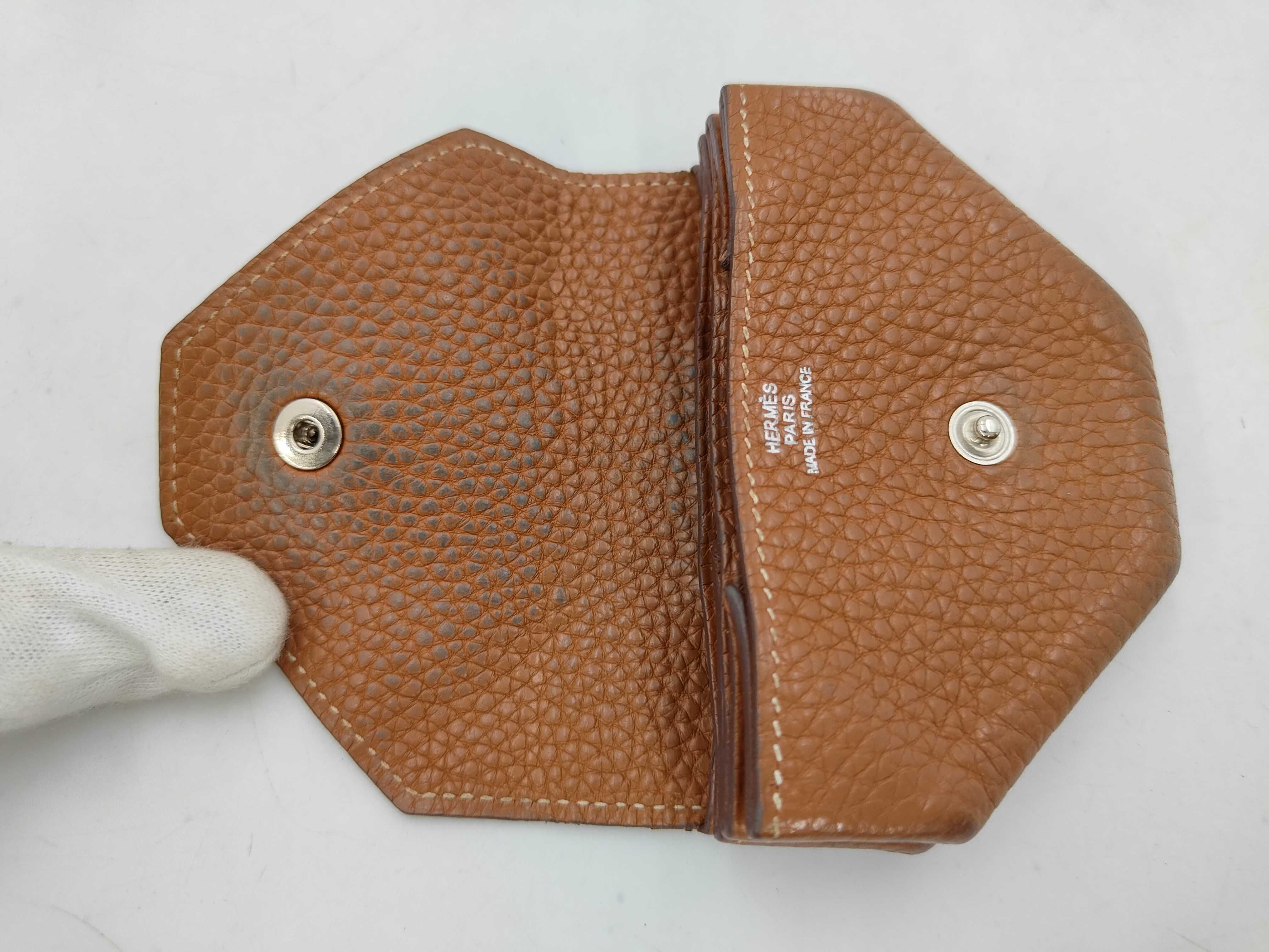 Le Vingt-Quatre Togo Leather Coin Case, Brown, Silver Hardware, K — view 4
